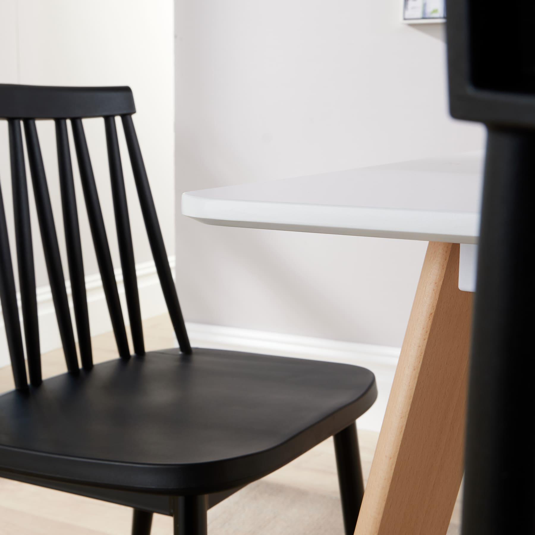 Dining Table Set - 120cm White Top Wooden Legs With 4 Kitchen Chairs Furniture - Picture 7 of 79