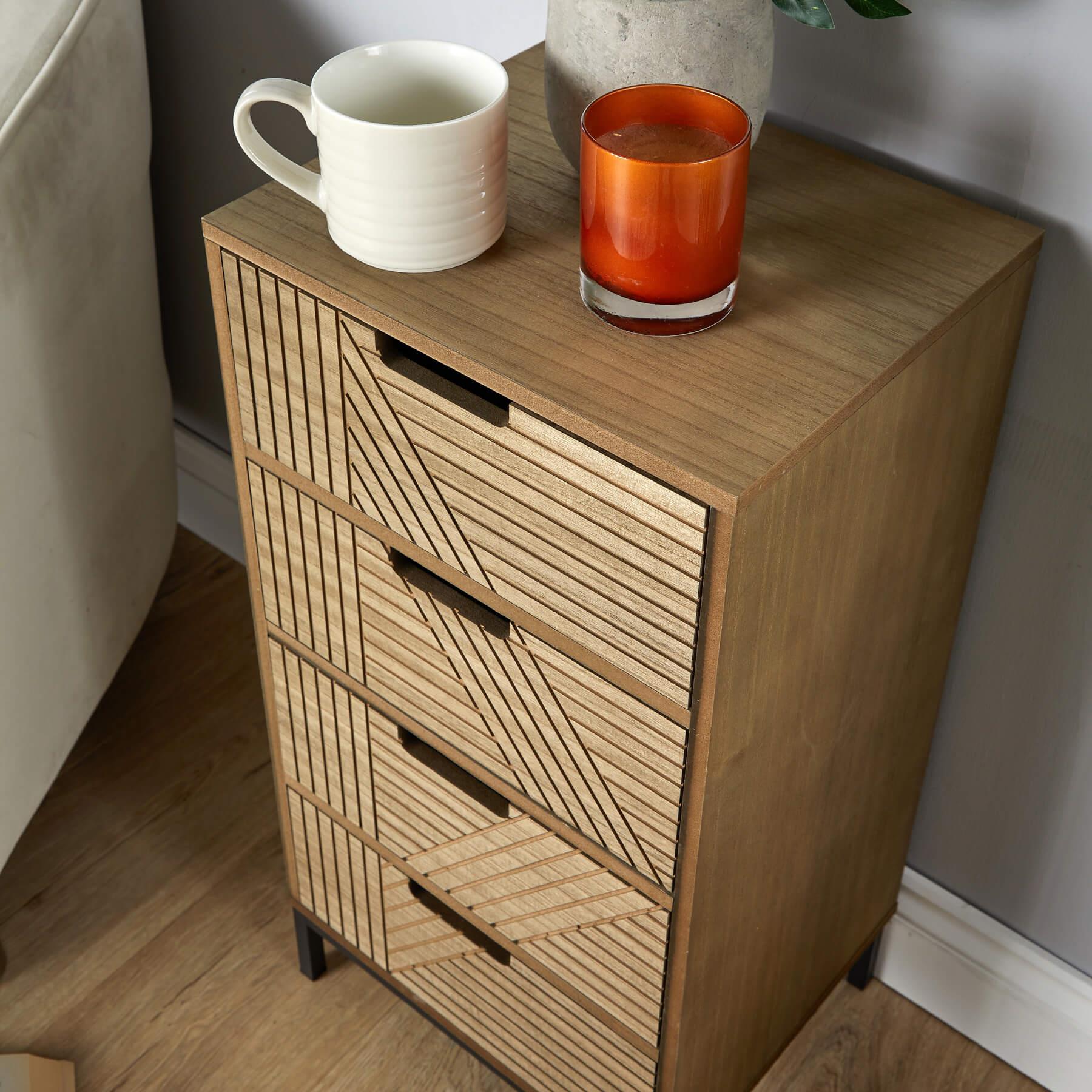 Solid Chest 3/4 Storage Drawers Geometric Design Bedroom Clothing Organiser Unit - Picture 18 of 22