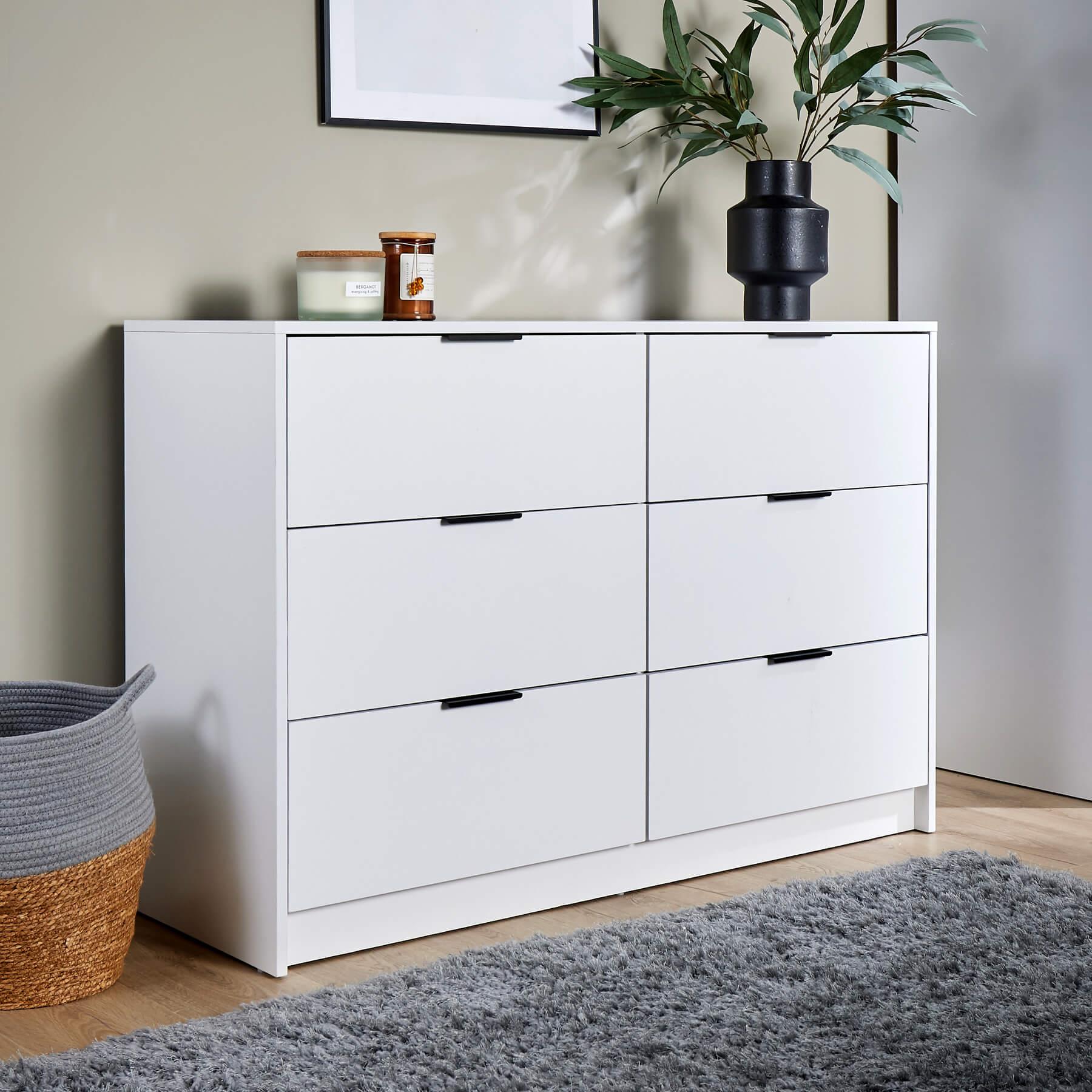 Chest 6 Drawers Bedroom Furniture Clothing Bedside Storage Organiser Wide - Picture 24 of 30