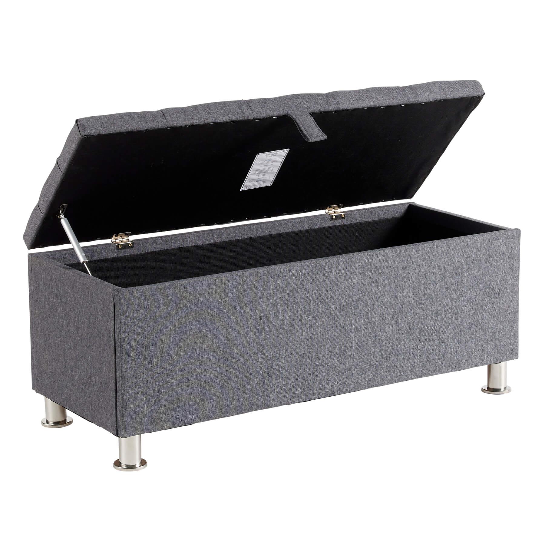 Storage Ottoman Chest Furniture Padded Seat Buttoned Detailing Metal Legs - Picture 12 of 25