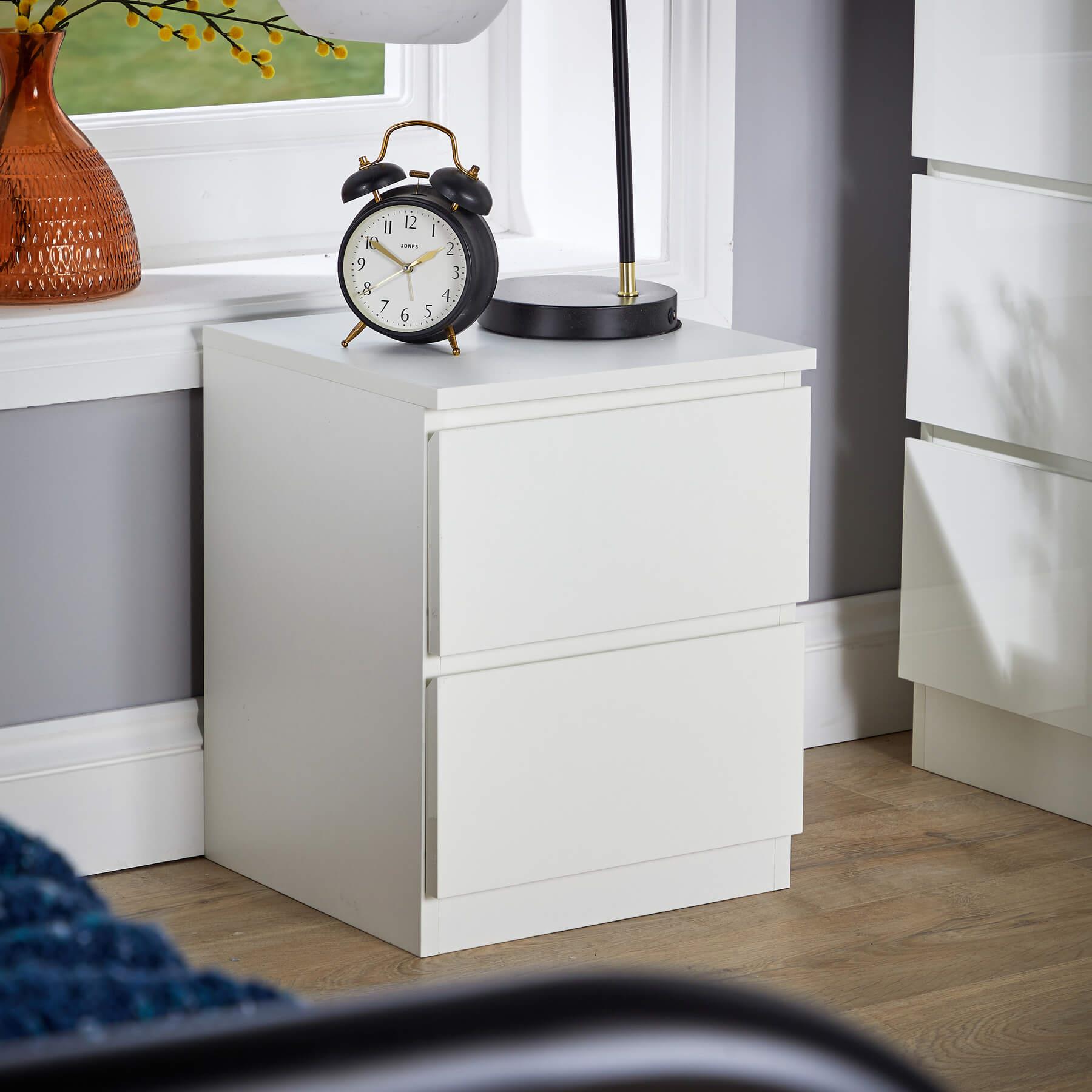 Mesita de noche moderna con 2 cajones mueble dormitorio - Imagen 15 de 21