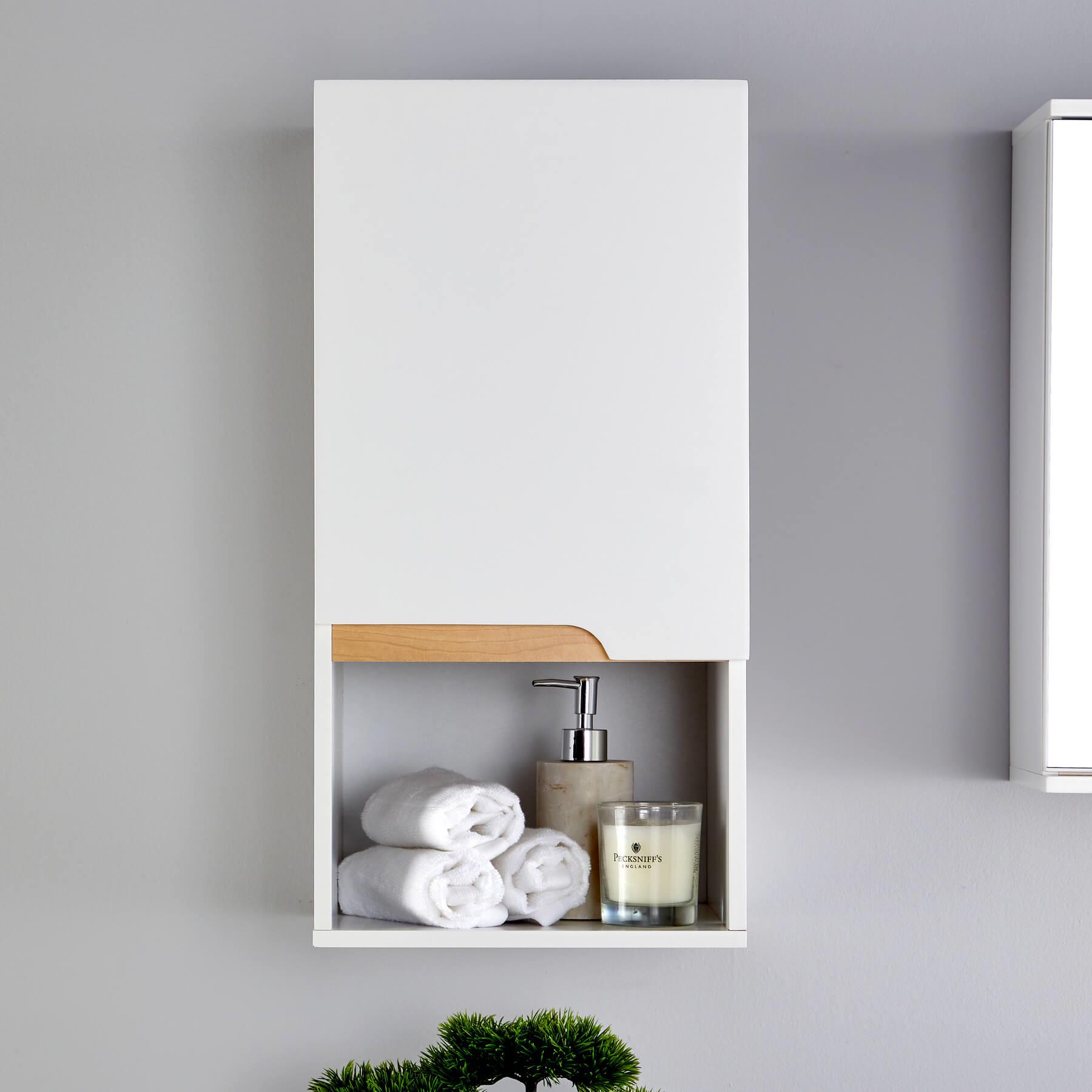 Badschrank Wandmontage Aufbewahrung Regal Organizer Schrank Waschtischunterschrank Weiß - Bild 11 von 16