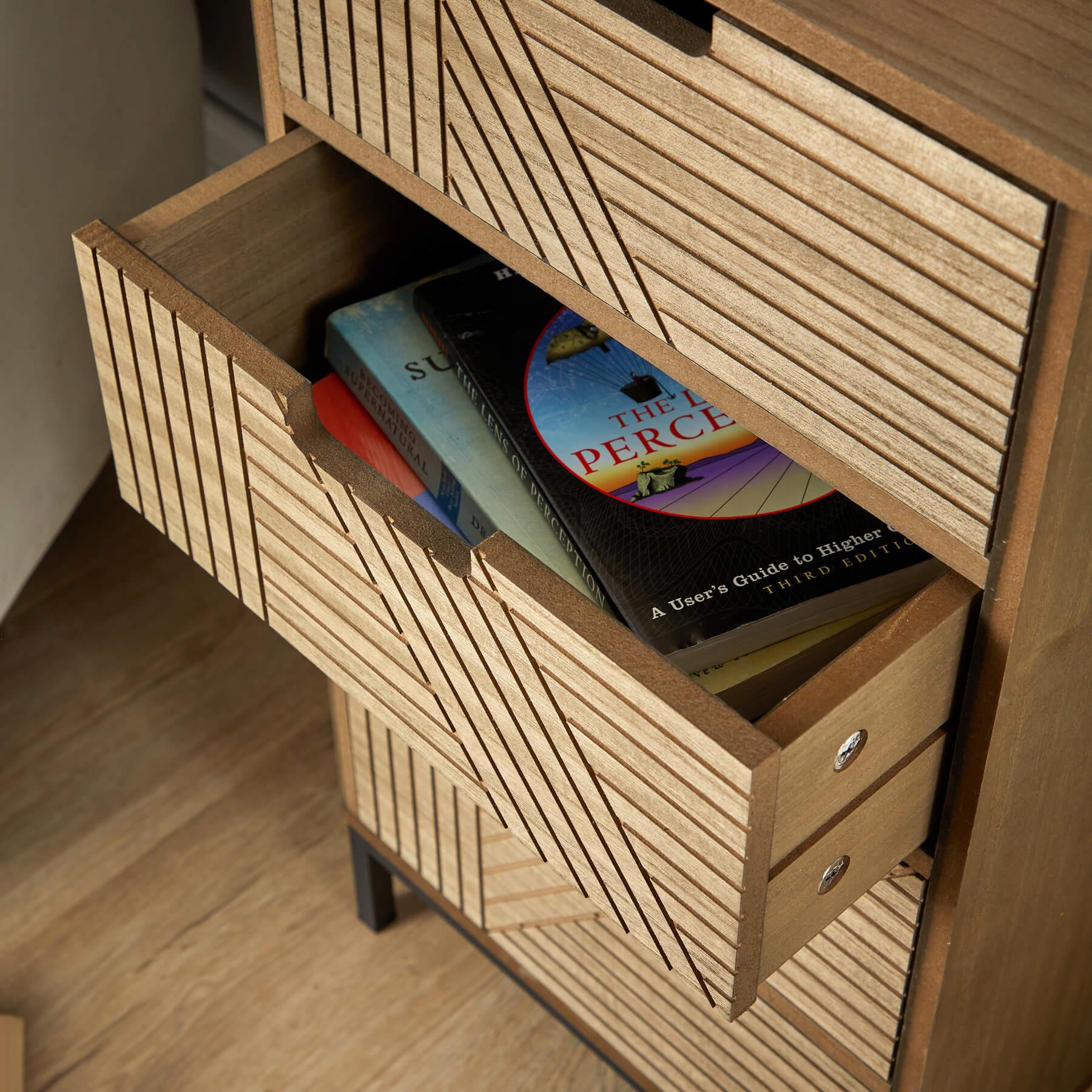 Solid Chest 3/4 Storage Drawers Geometric Design Bedroom Clothing Organiser Unit - Picture 20 of 22
