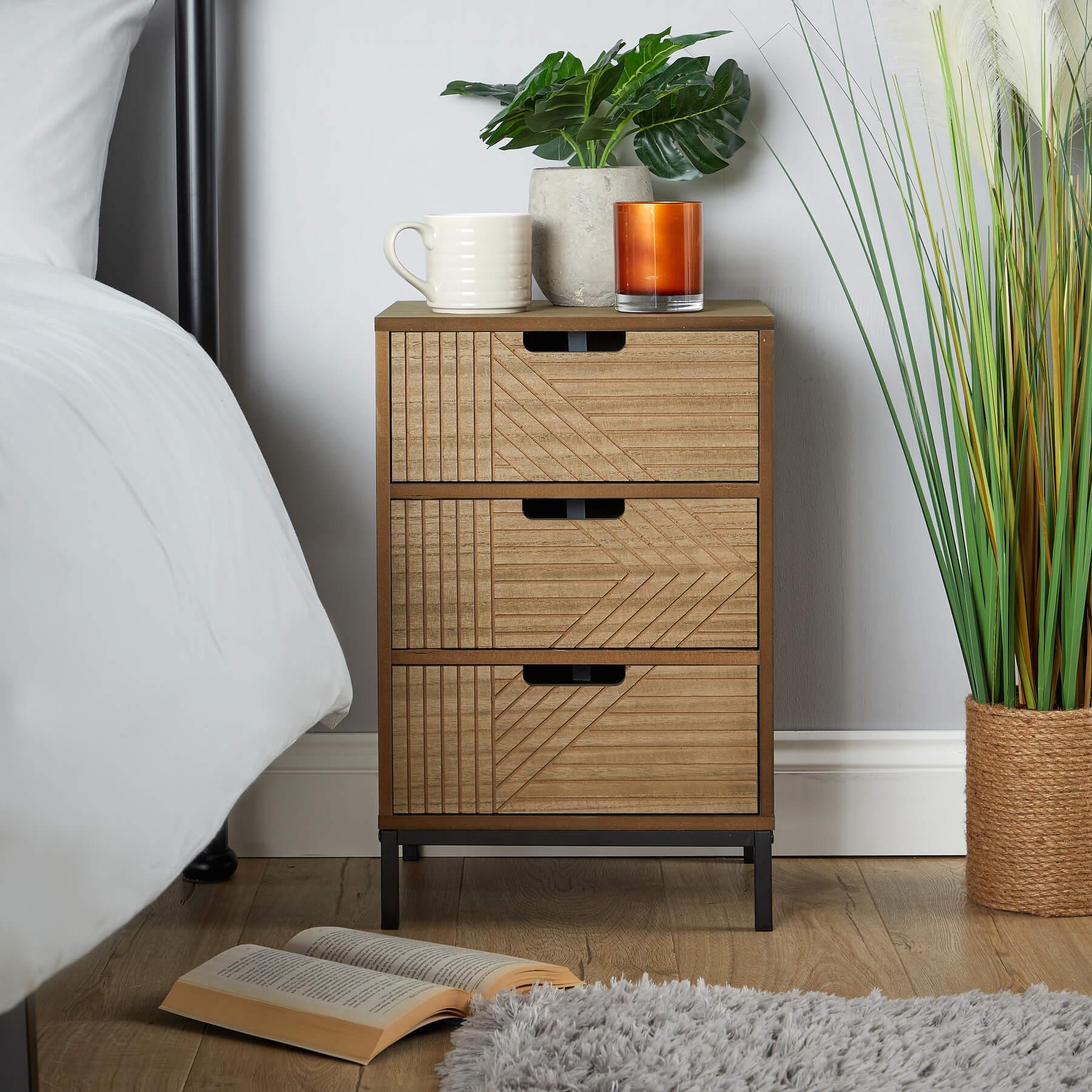 Solid Chest 3/4 Storage Drawers Geometric Design Bedroom Clothing Organiser Unit - Picture 5 of 22