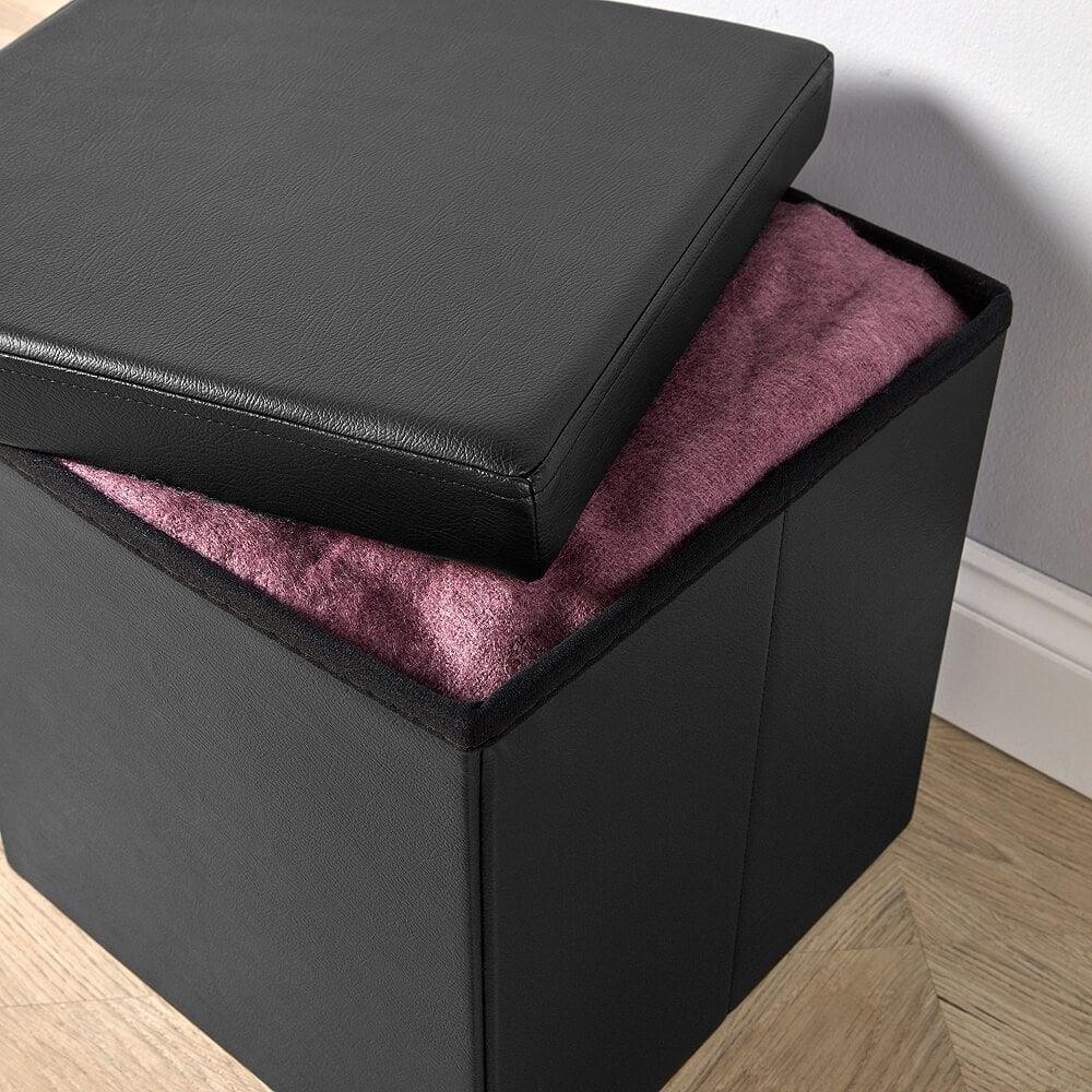 Folding Ottoman Chest Home Furniture Solid Sturdy Storage Space Saving Box - Picture 3 of 14