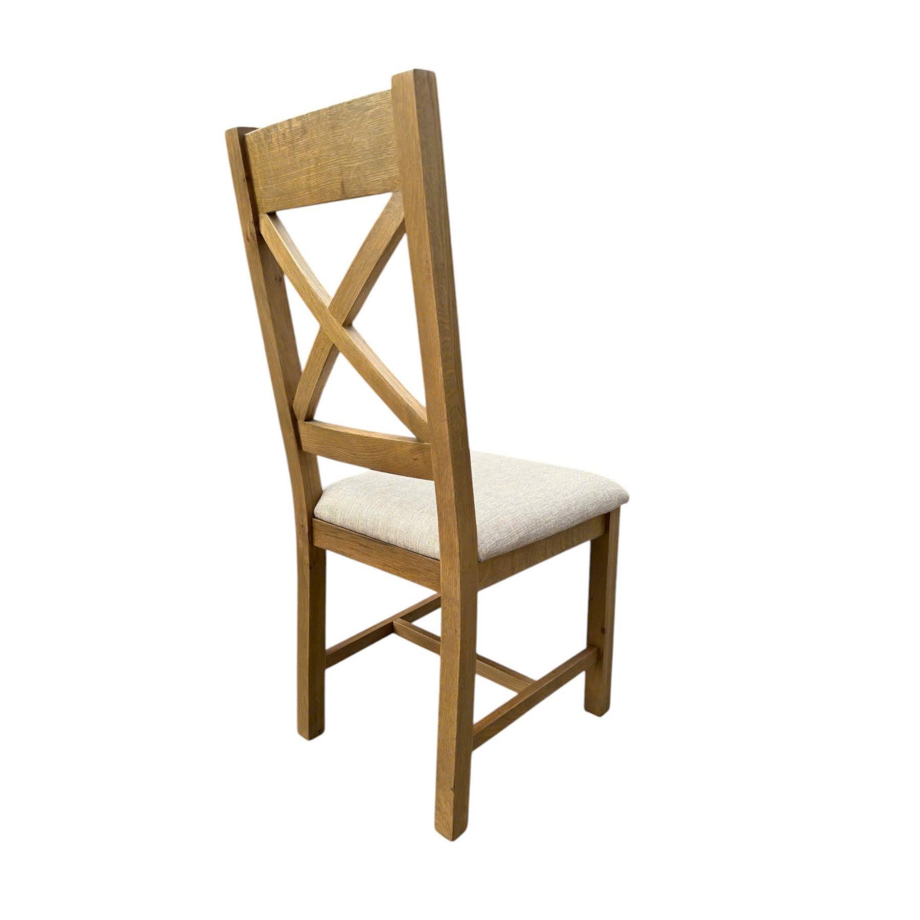 Pair Of High Slatted Back Dining Chairs Wool Seat Solid Oak Legs Fully Assembled - Picture 4 of 7