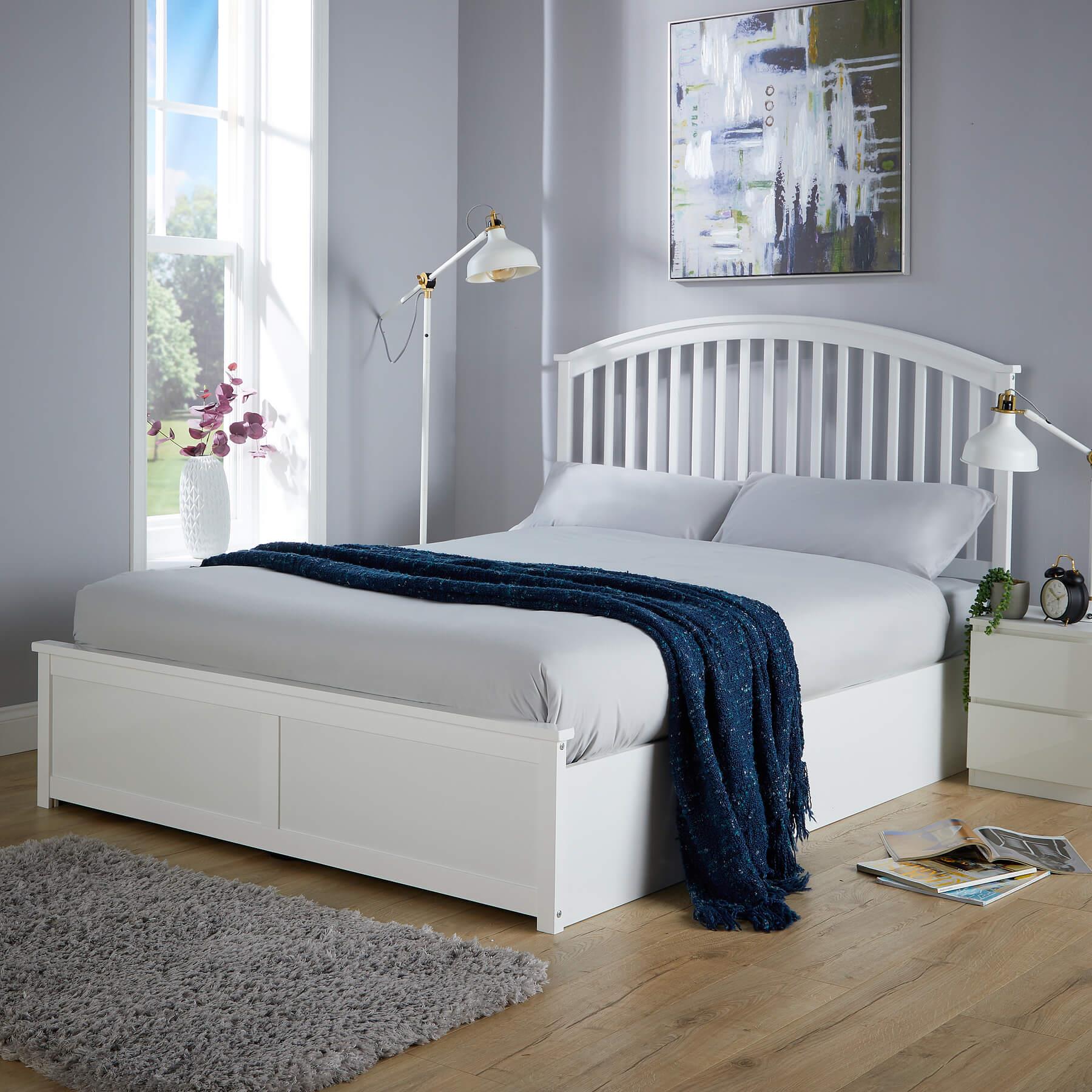 Ottoman Bed Frame Double / King Storage Space End Gas Lift Fabric Modern Style - Picture 12 of 20