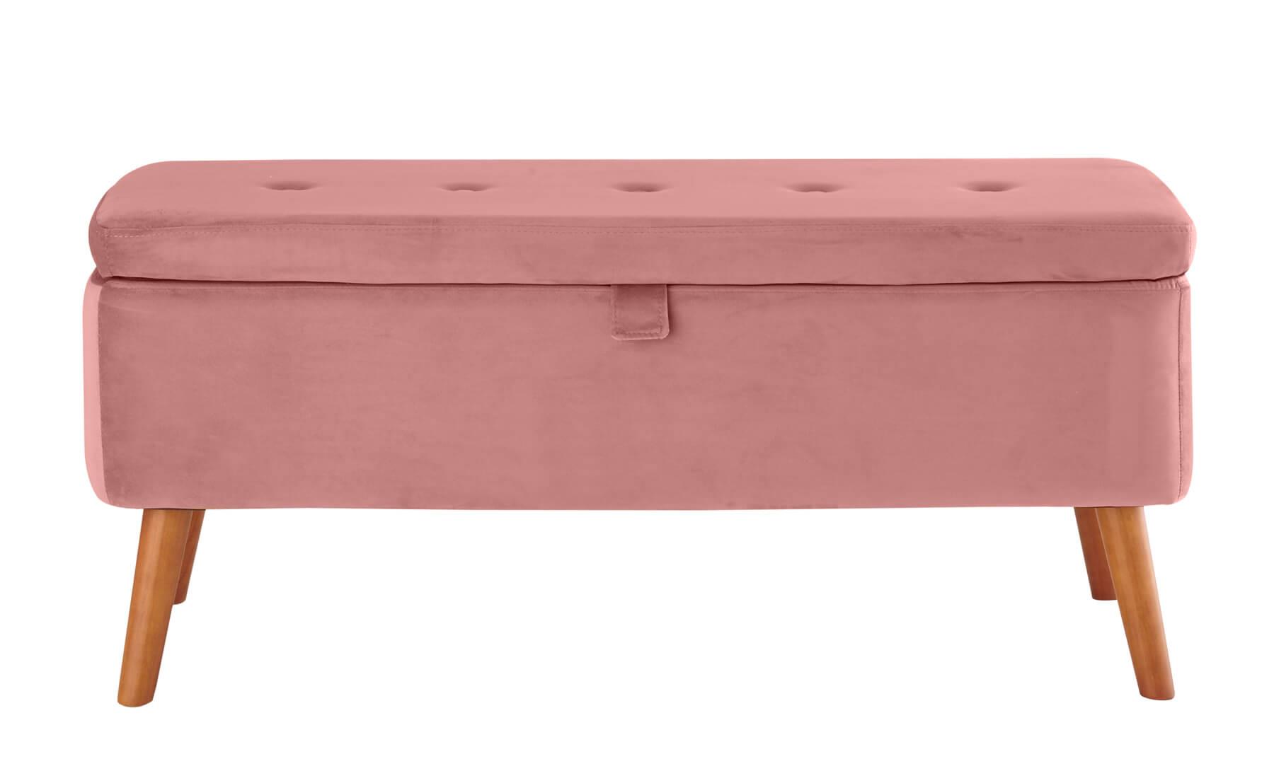 Upholstered Pink Fabric Ottoman Trunk Storage Box Pouffe Stool