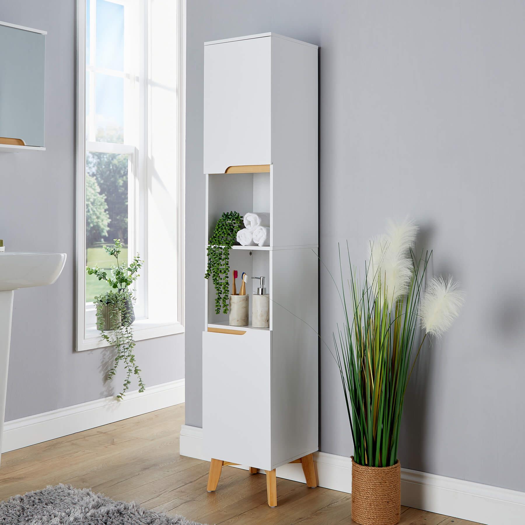 Bathroom Floor Cabinet 1 / 2 Doors Storage Unit Vanity Organiser Furniture White - Picture 10 of 17