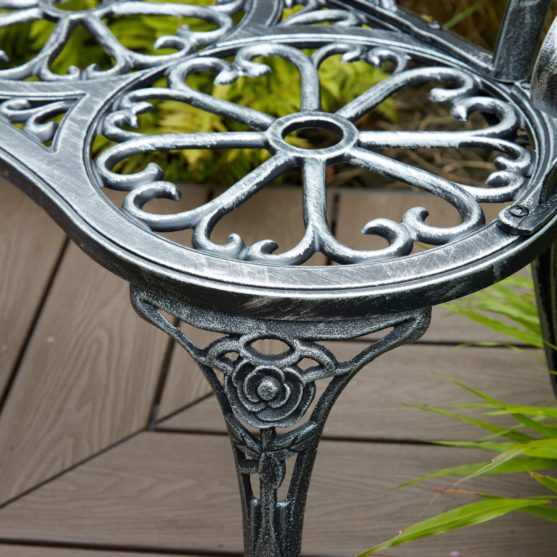 Cast Aluminium Garden Bench Metal Frame 2 Seater Patio Furniture Outdoor Seating - Picture 14 of 29