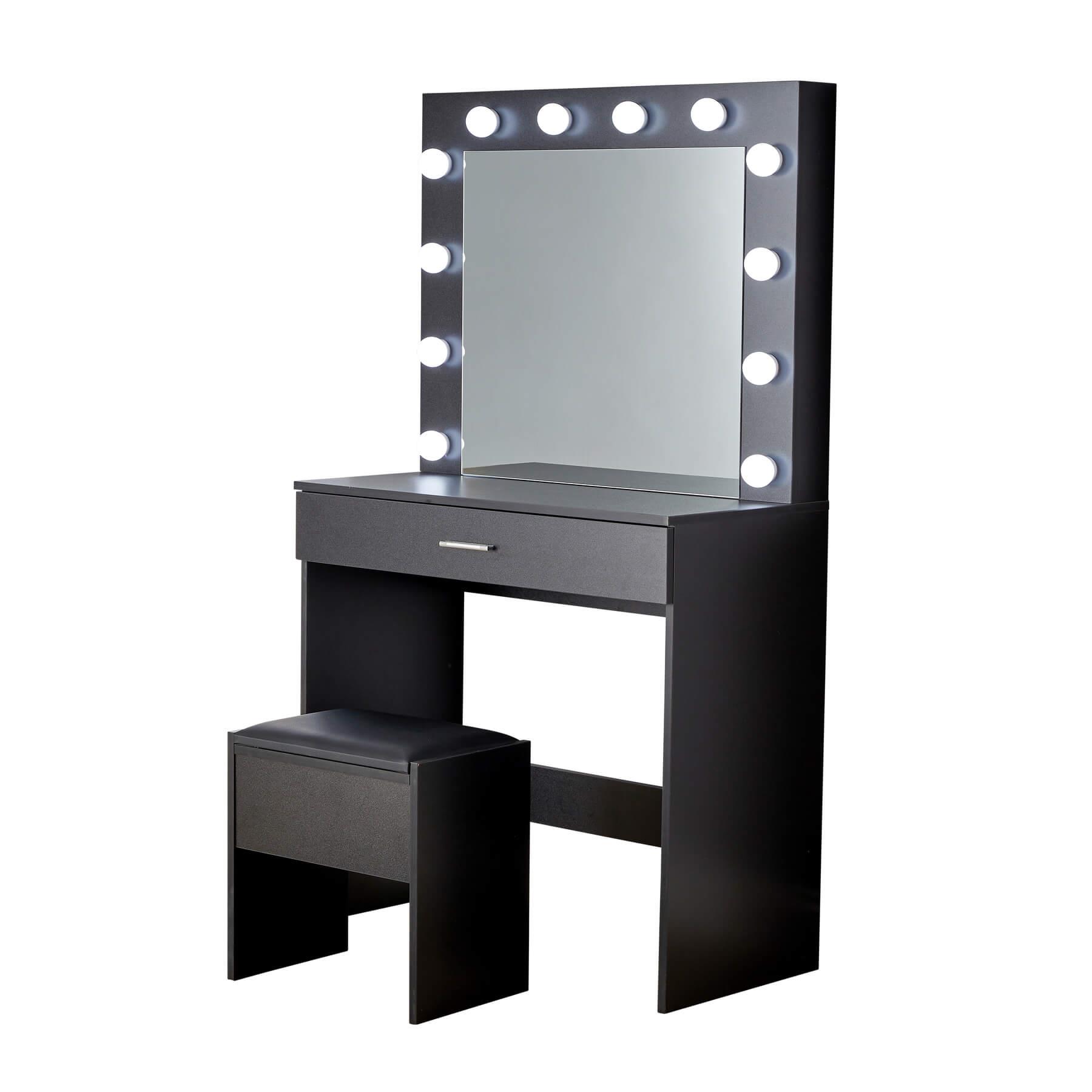 Dressing Table with Stool LED Lights Mirror Makeup Vanity Desk Set Conveniet - Picture 8 of 10