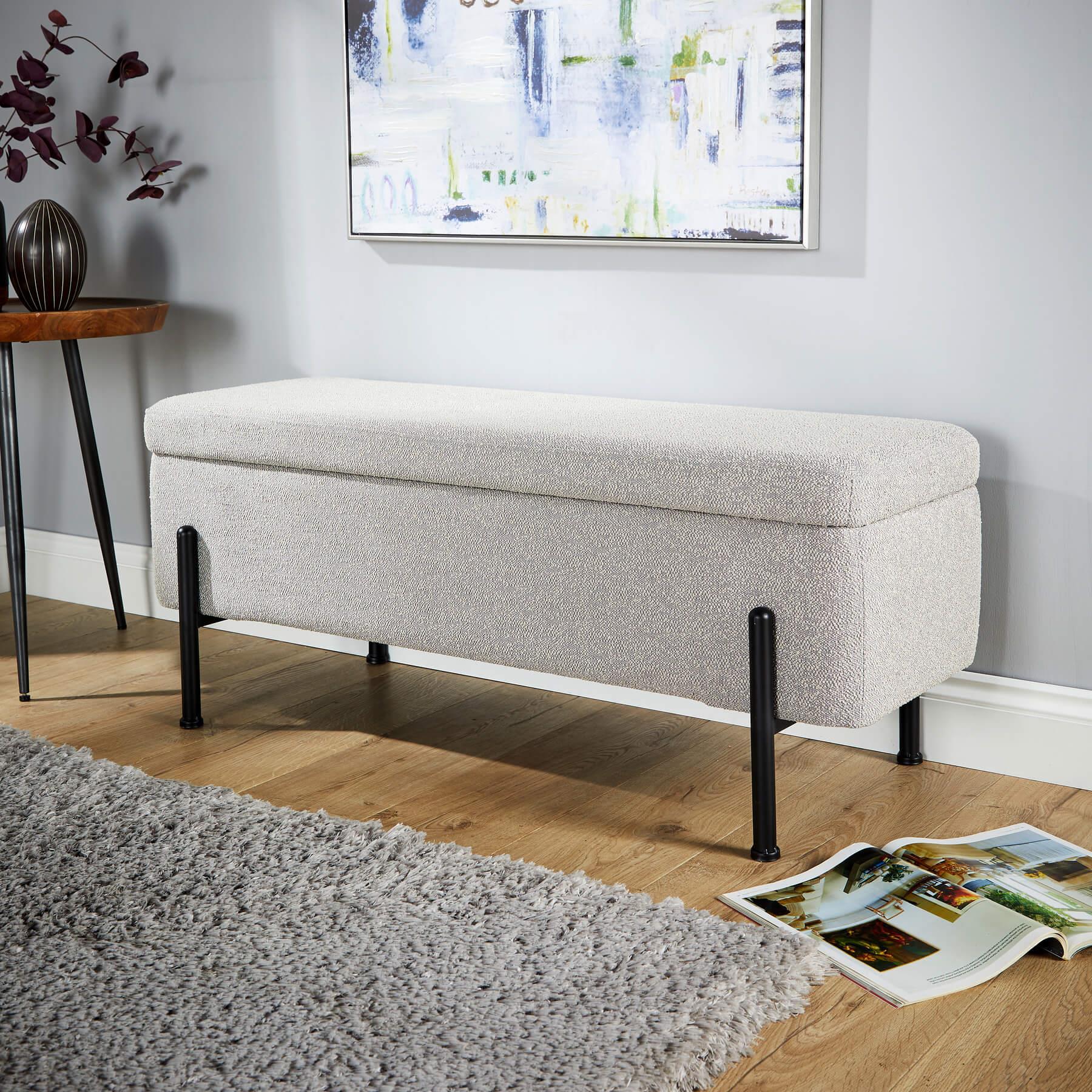 Storage Ottoman Seat Velvet Metal Legs Compact Storage Bedroom Home Furniture - Picture 21 of 55