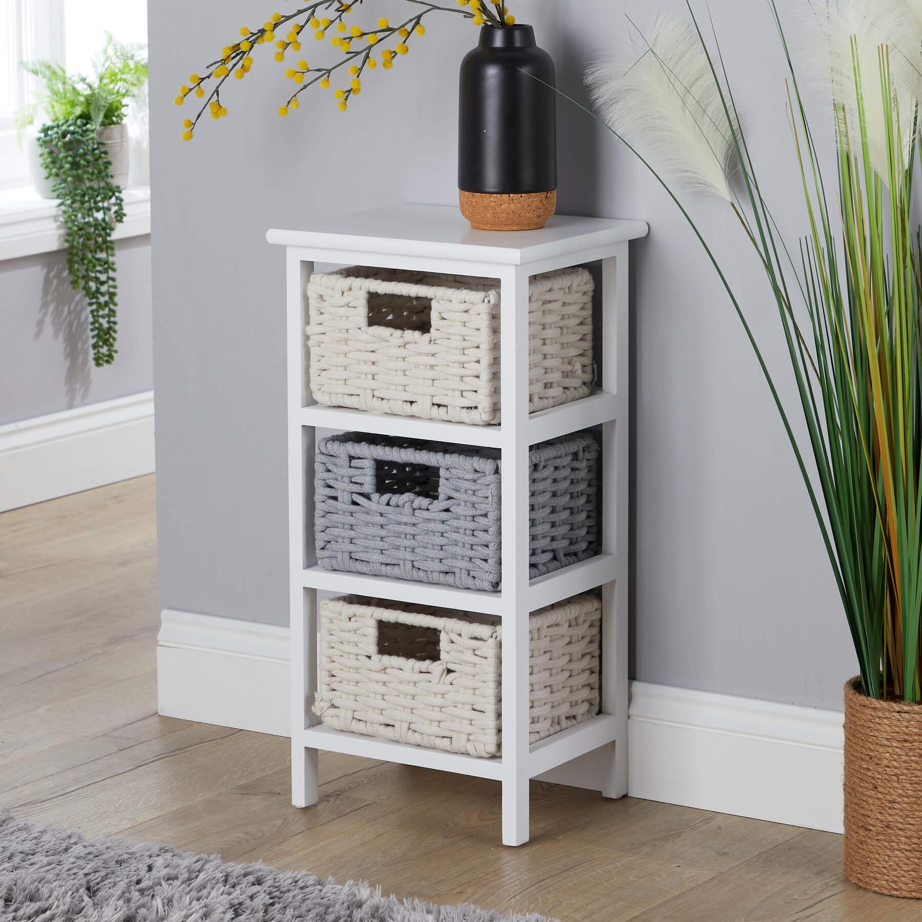 Chest 3/4 Drawers Storage Organiser Coastal Style Woven Basket Fully Assembled - Picture 2 of 17