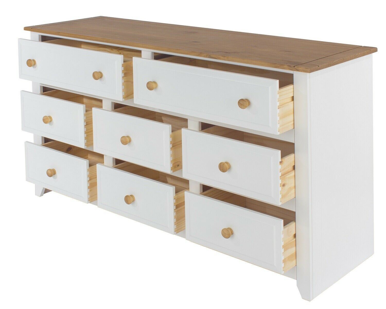 3/4/8 Drawer Chest Solid Pine Top and Handles Home Bedroom Storage White - Picture 10 of 10