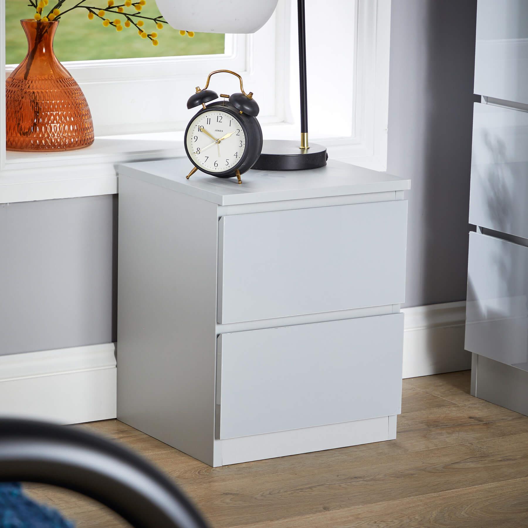 Mesita de noche moderna con 2 cajones mueble dormitorio - Imagen 8 de 21