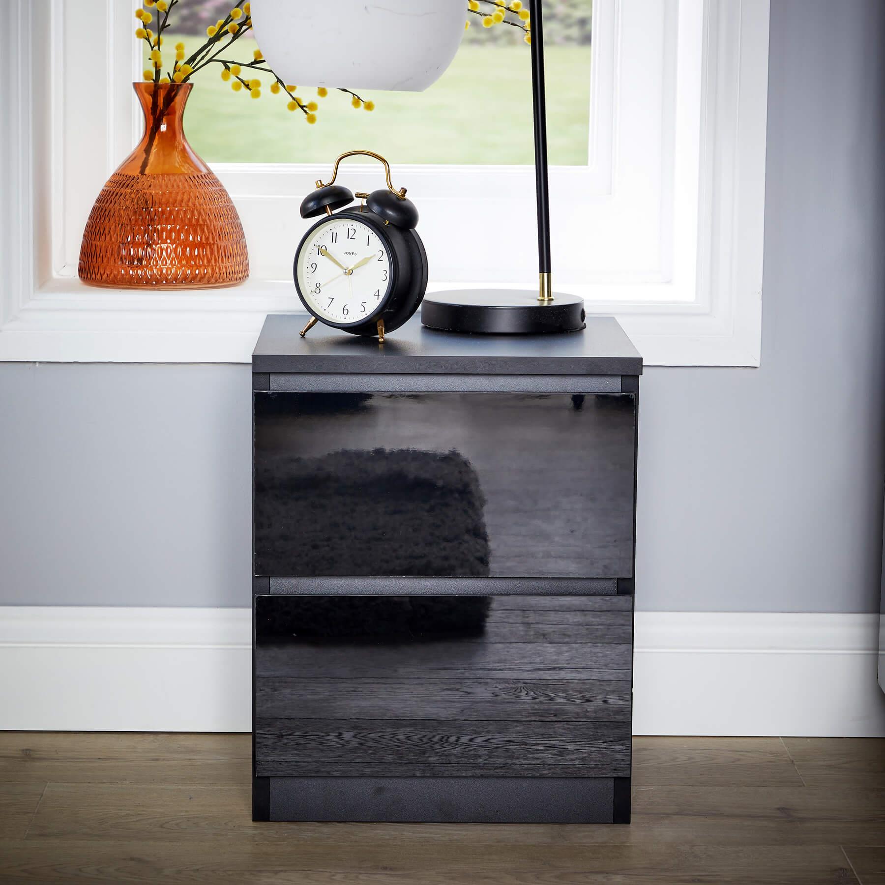 Mesita de noche moderna con 2 cajones mueble dormitorio - Imagen 4 de 21