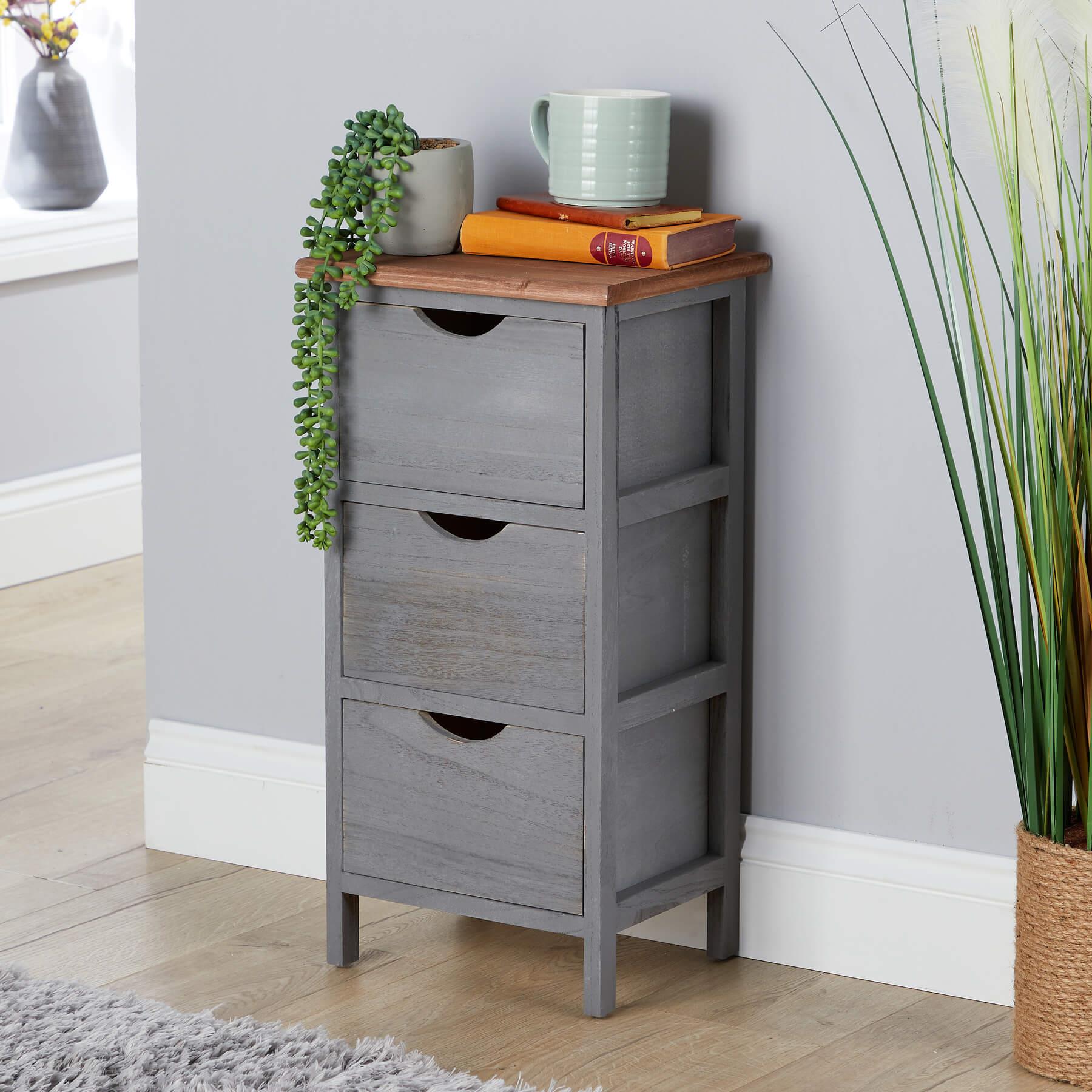 Chest 2/3/4 Drawers Grey Solid Wooden Storage Organiser Rustic Fully Assembled - Picture 10 of 25