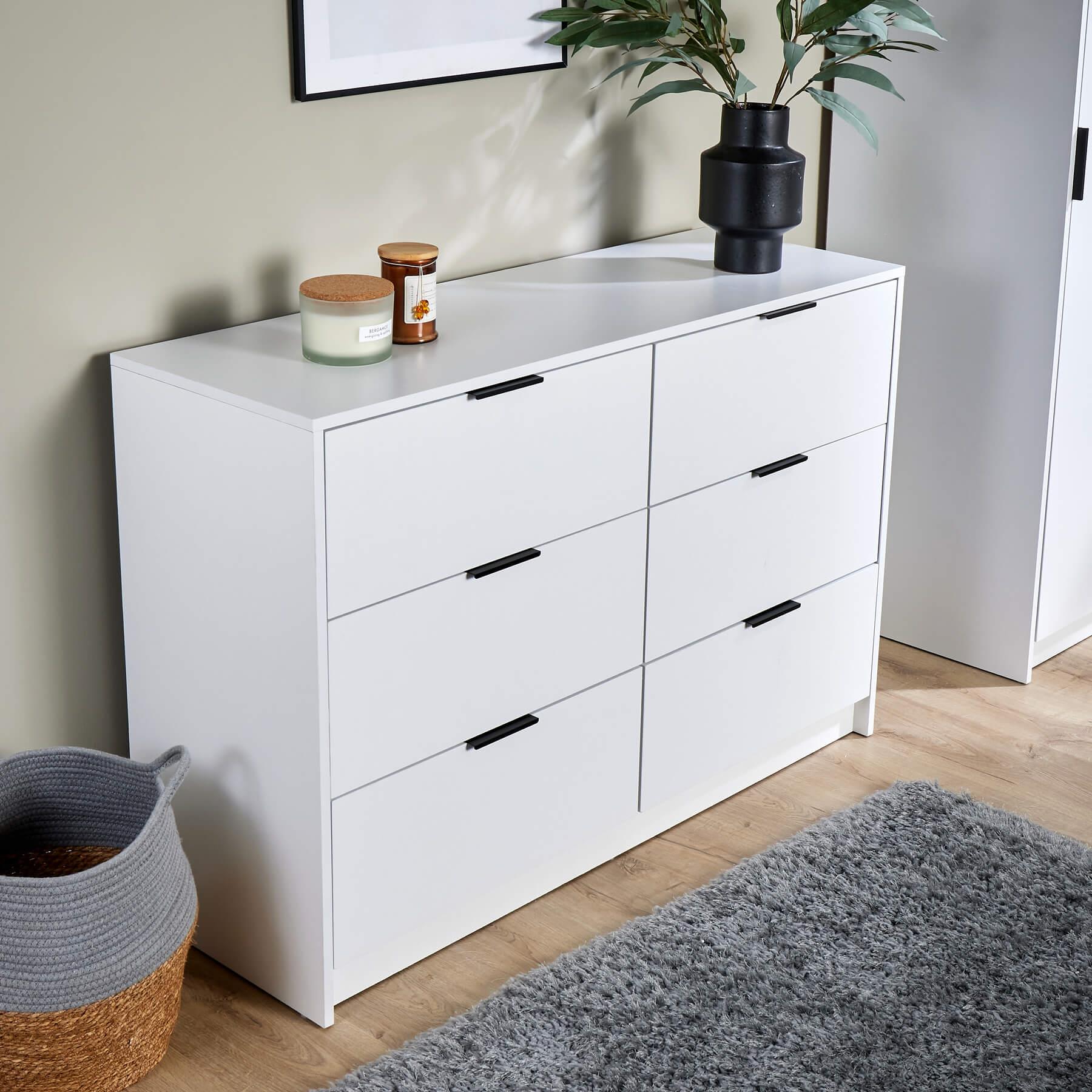 Chest 6 Drawers Bedroom Furniture Clothing Bedside Storage Organiser Wide - Picture 25 of 30