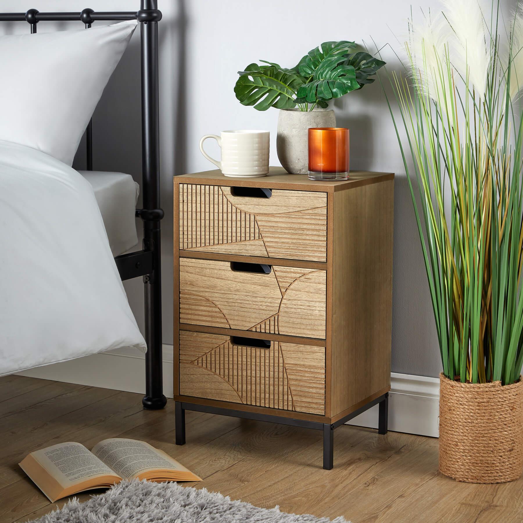 Chest 3/4 Solid Wooden Storage Drawers Geometric Design Bedroom Organiser - Picture 5 of 22