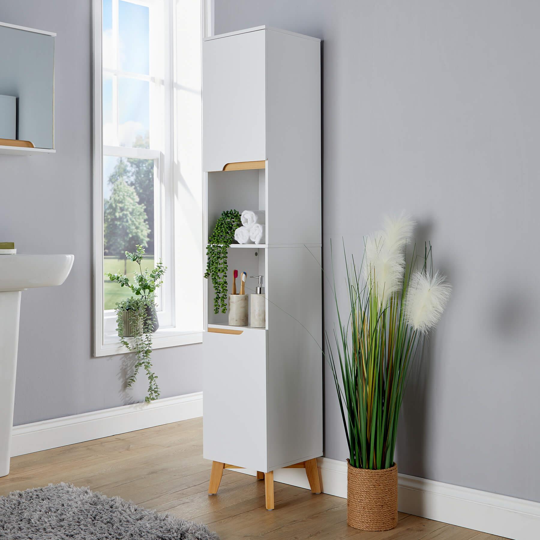 Bathroom Floor Cabinet 1 / 2 Doors Storage Unit Vanity Organiser Furniture White - Picture 11 of 17