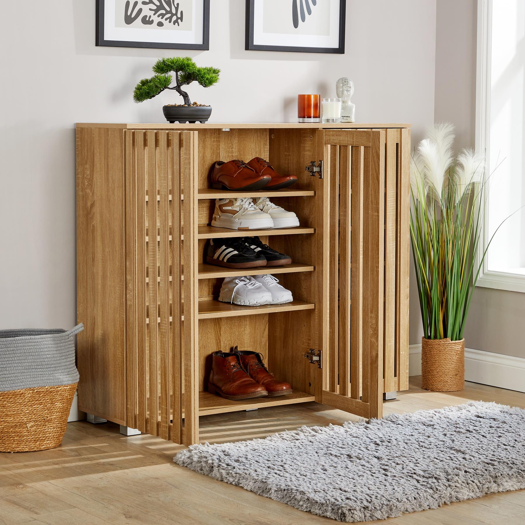 Shoe Storage Cabinet 2/3 Door with Adjustable Shelves Compact Entryway Organiser - Picture 9 of 33