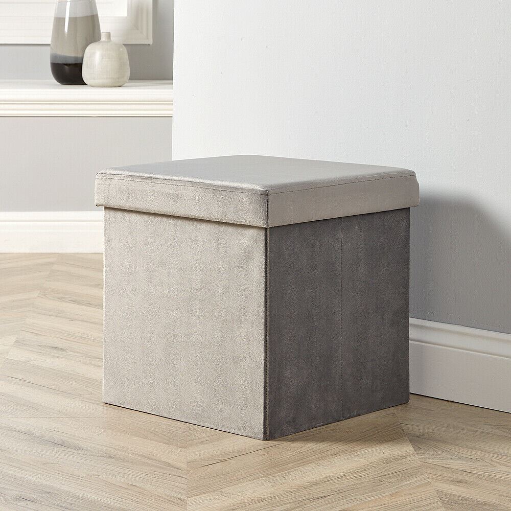 Folding Ottoman Chest Home Furniture Solid Sturdy Storage Space Saving Box - Picture 10 of 14