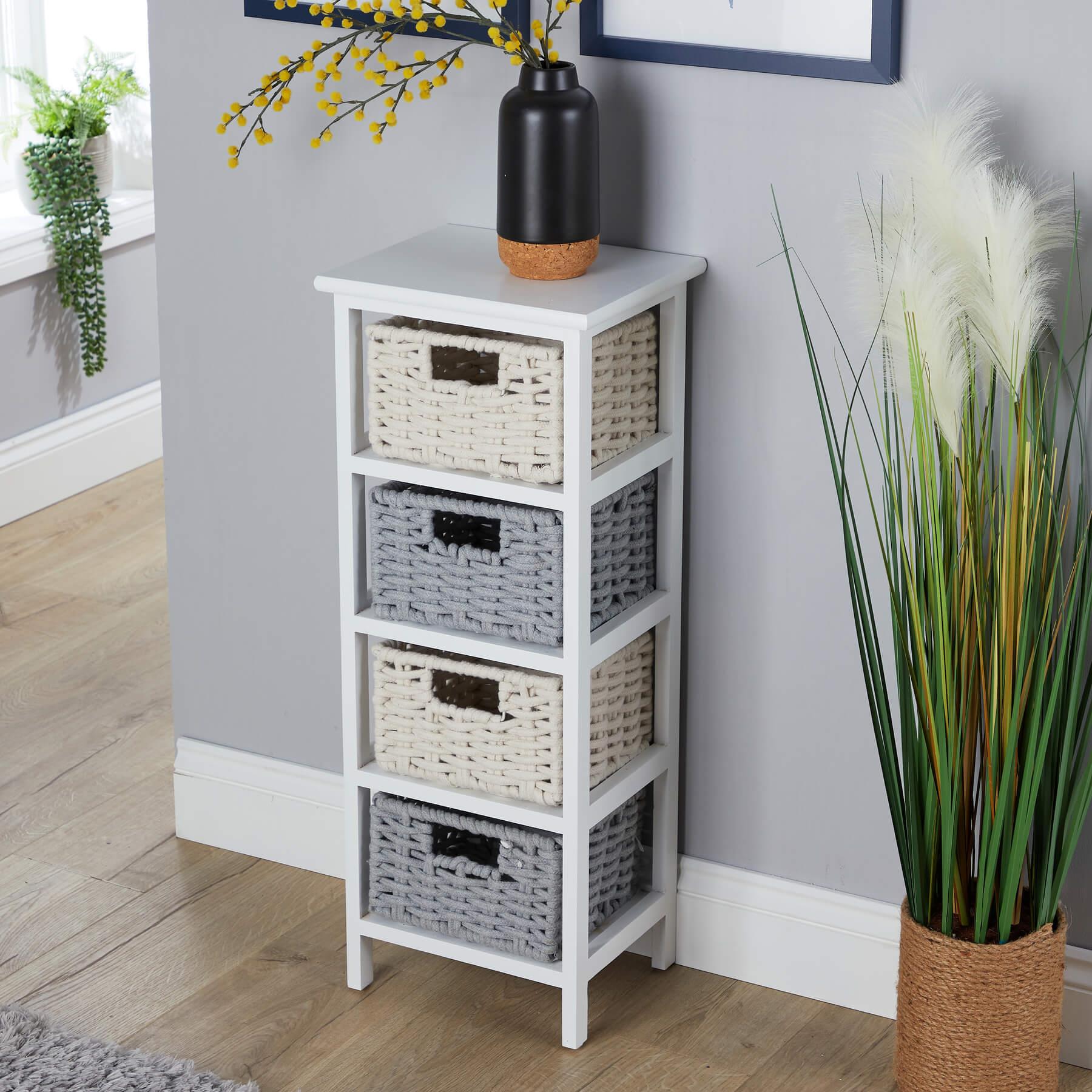 Chest 3/4 Drawers Storage Organiser Coastal Style Woven Basket Fully Assembled - Picture 11 of 17