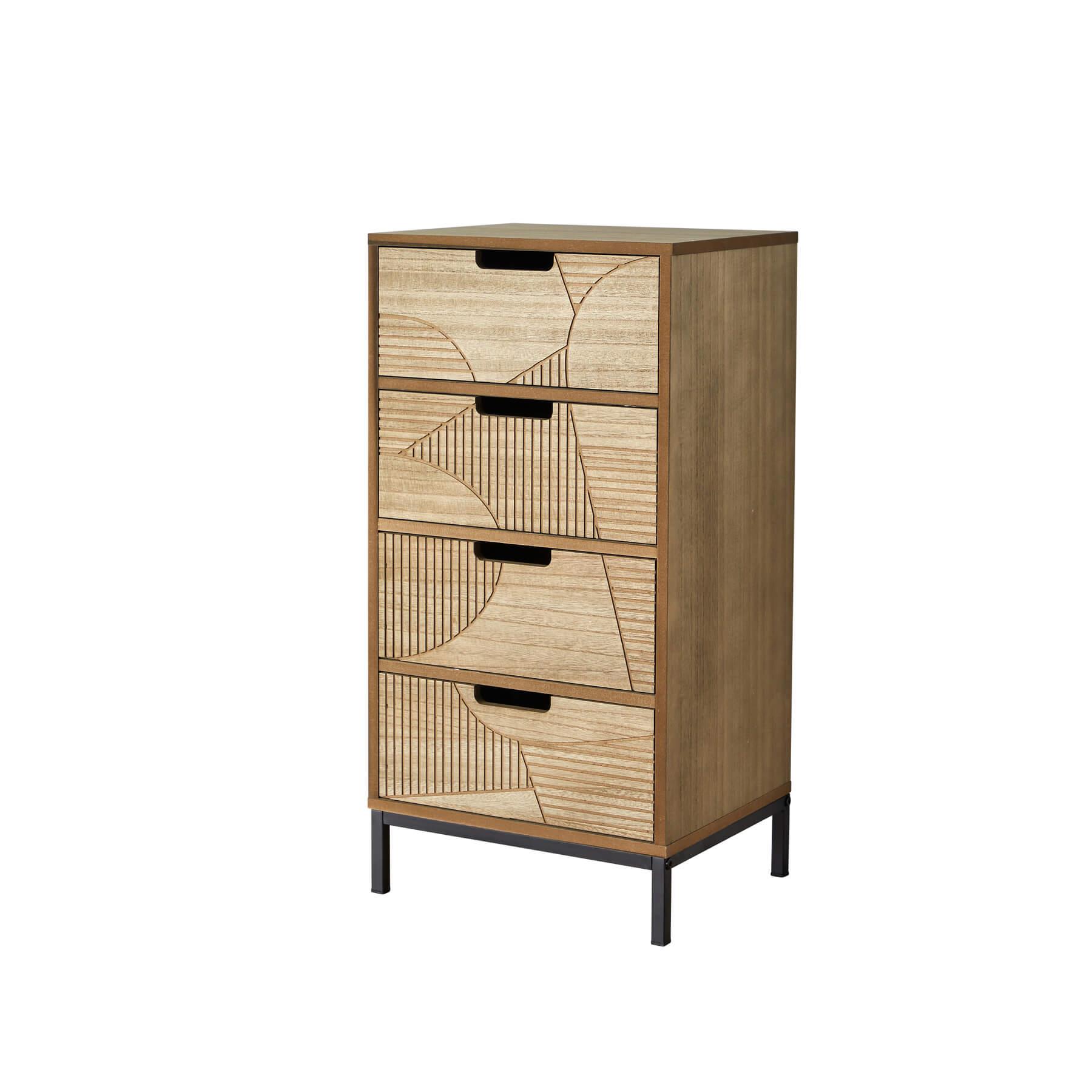 Chest 3/4 Solid Wooden Storage Drawers Geometric Design Bedroom Organiser - Picture 21 of 22