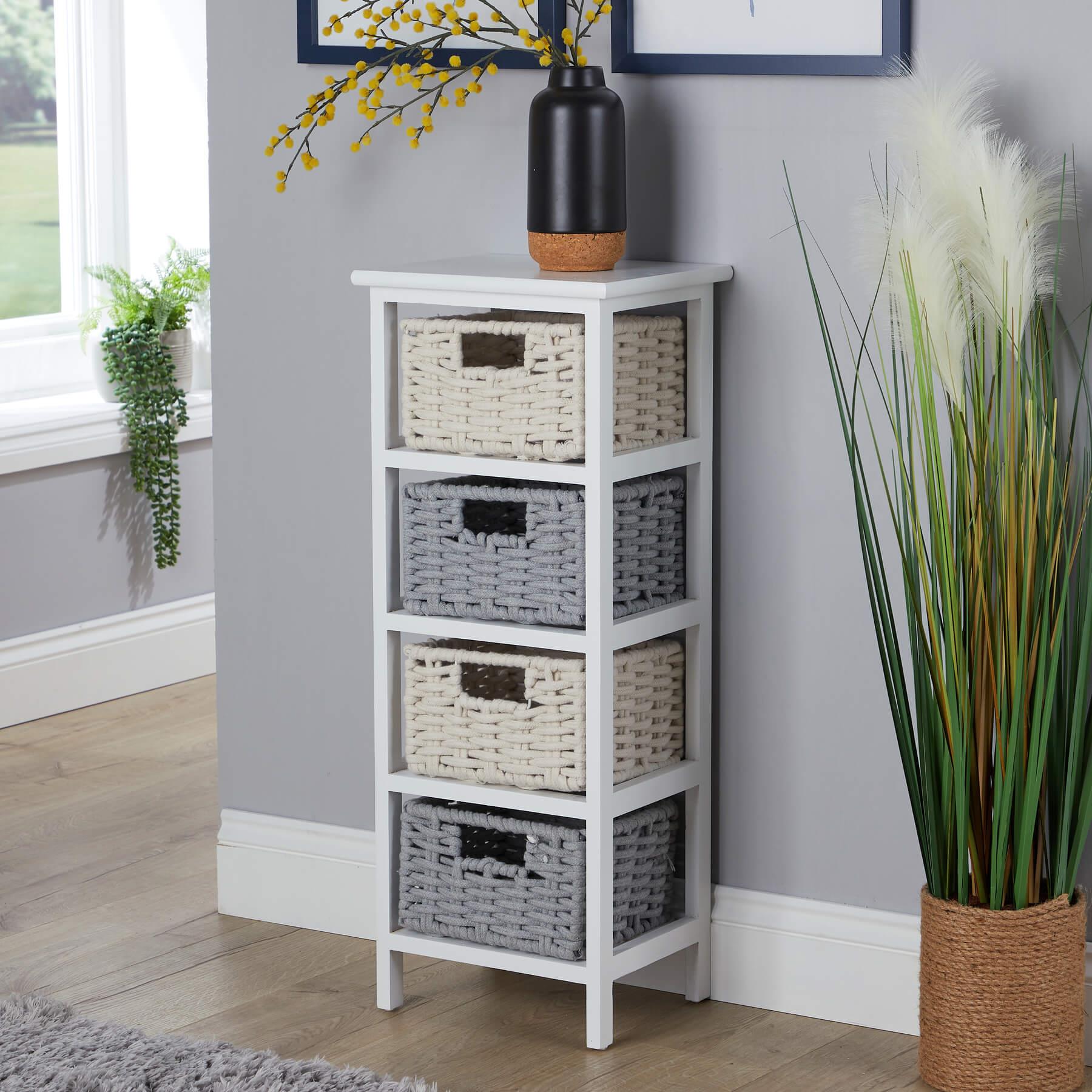 Chest 3/4 Drawers Storage Organiser Coastal Style Woven Basket Fully Assembled - Picture 10 of 17