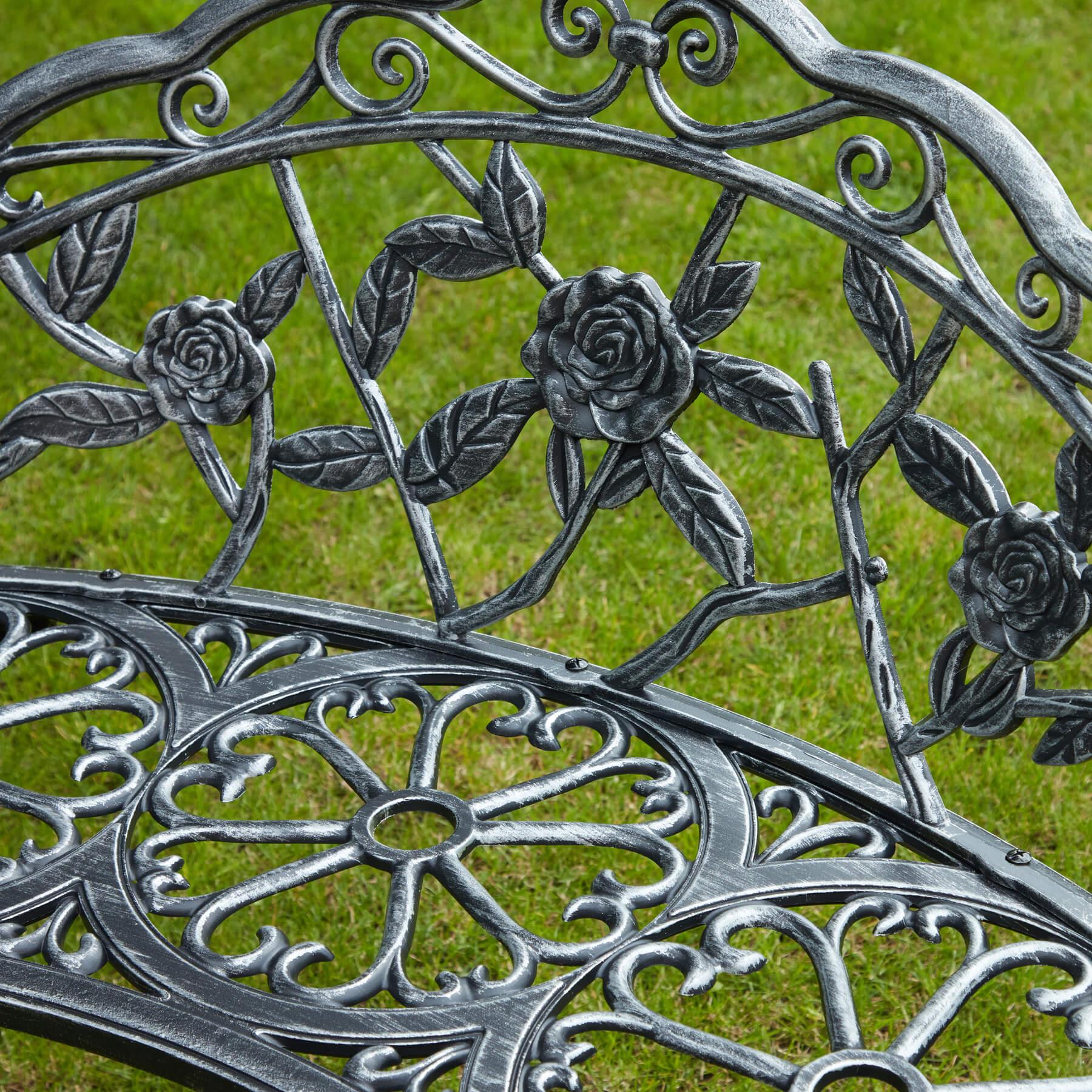 Cast Aluminium Garden Bench Metal Frame 2 Seater Patio Furniture Outdoor Seating - Picture 18 of 29