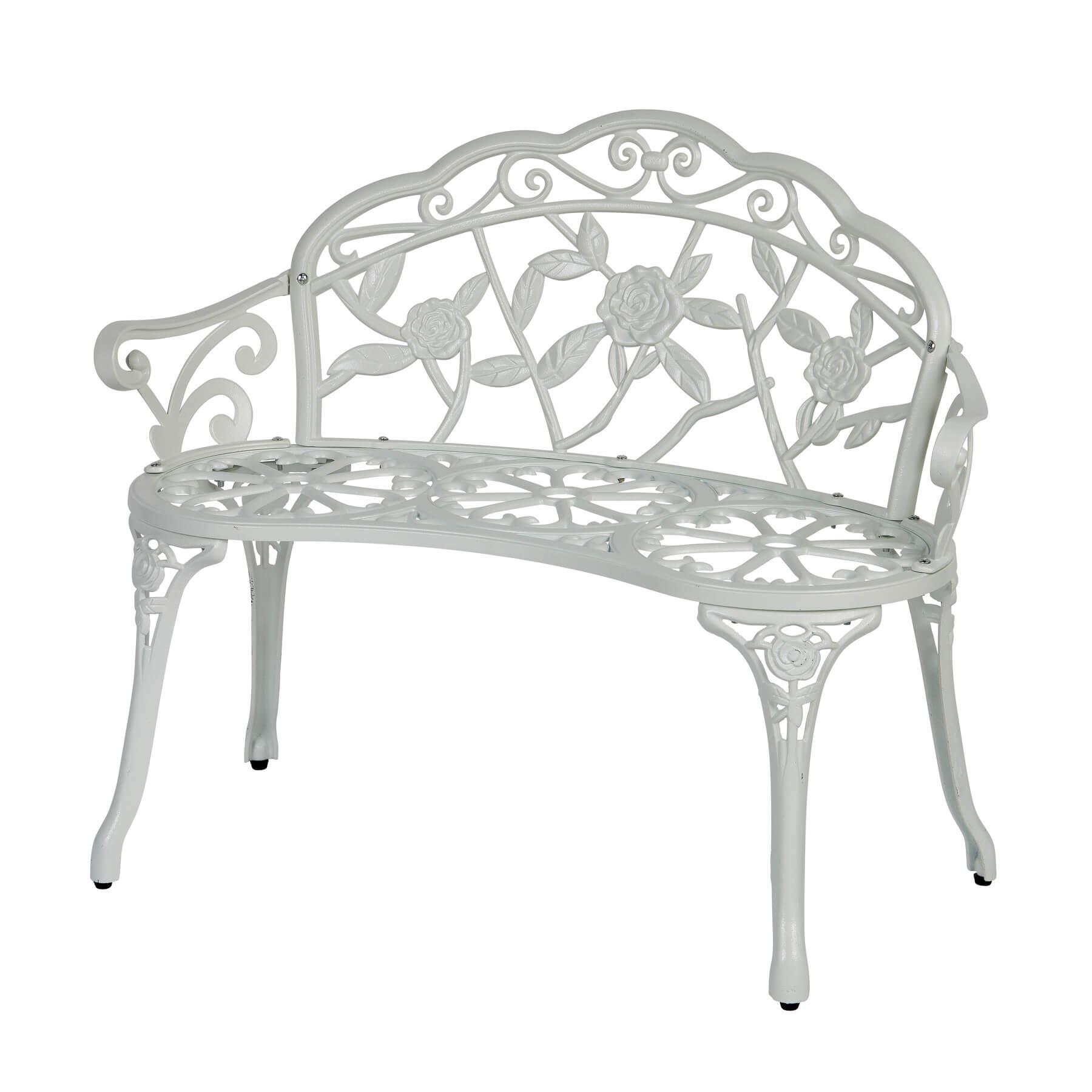 Cast Aluminium Garden Bench Metal Frame 2 Seater Patio Furniture Outdoor Seating - Picture 28 of 29