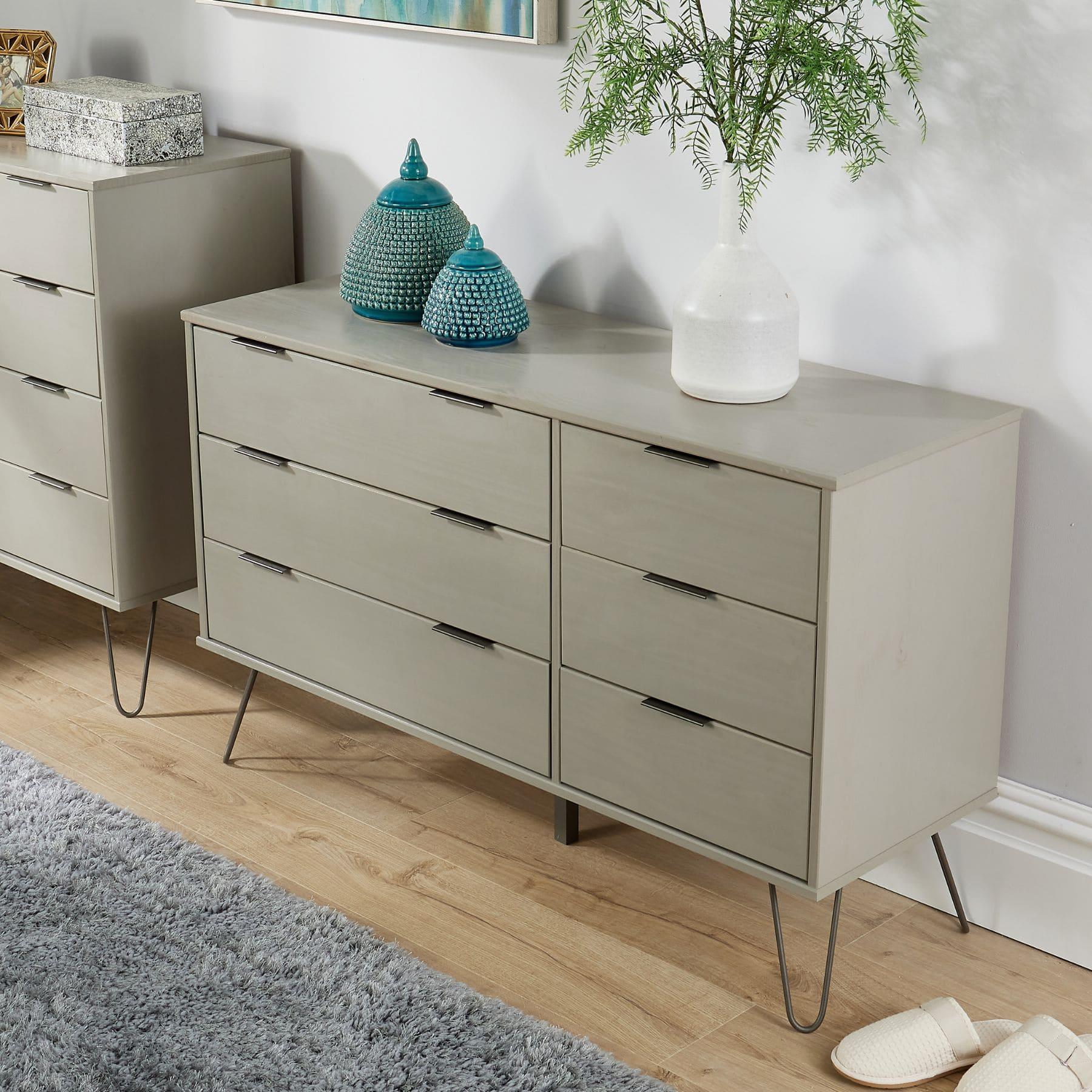 Chest of 4/6 Drawers Grey Clothing Cabinet Storage Organiser Bedroom Furniture - Picture 11 of 18