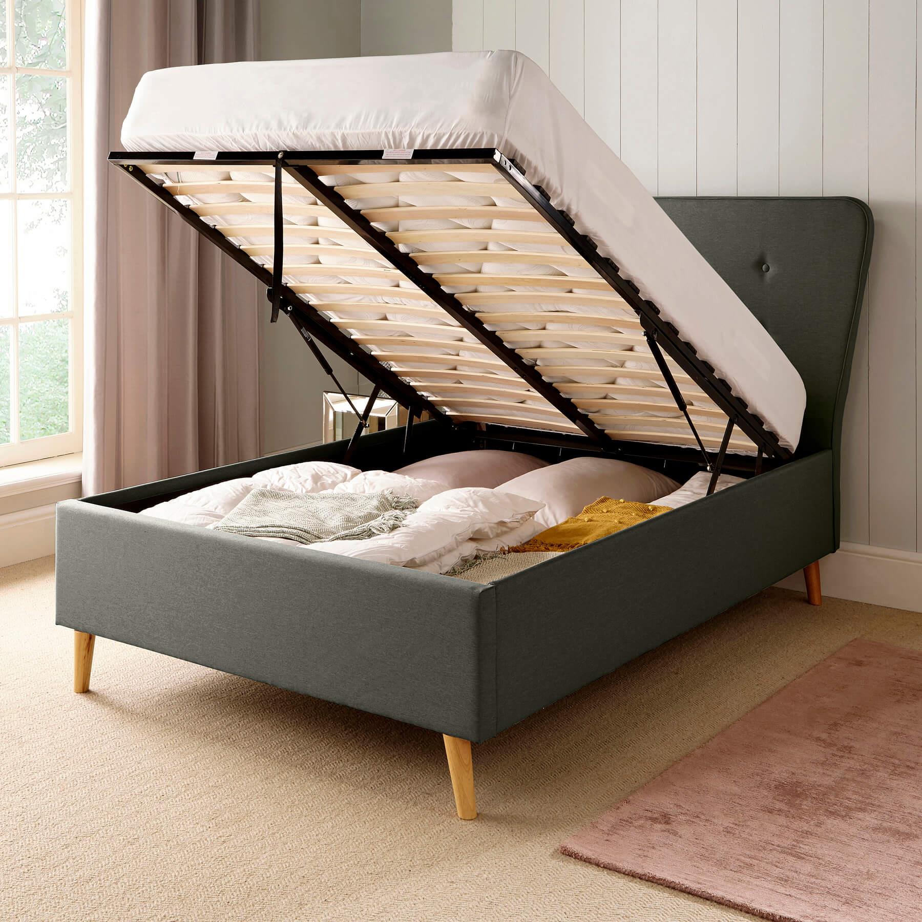 Scandanavia Grey Double 4ft 6 Upholstered Endlift Ottoman Bed Fabric