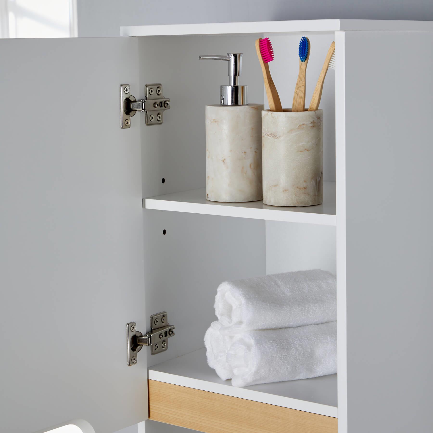 Bathroom Floor Cabinet 1 / 2 Doors Storage Unit Vanity Organiser Furniture White - Picture 15 of 17