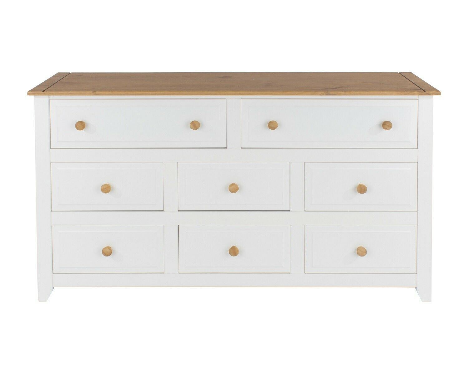 3/4/8 Drawer Chest Solid Pine Top and Handles Home Bedroom Storage White - Picture 9 of 10