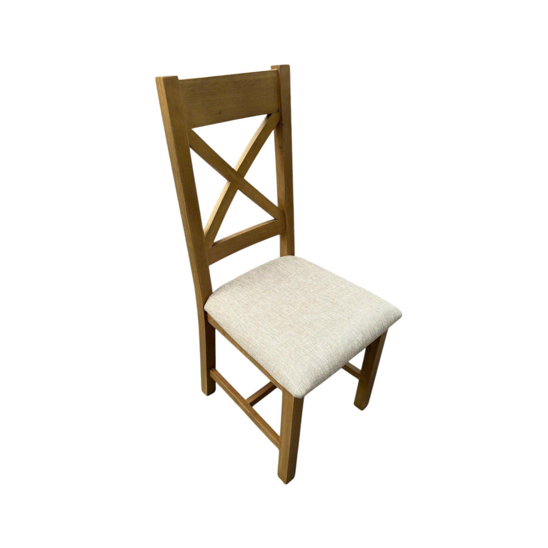 Pair Of High Slatted Back Dining Chairs Wool Seat Solid Oak Legs Fully Assembled - Picture 3 of 7