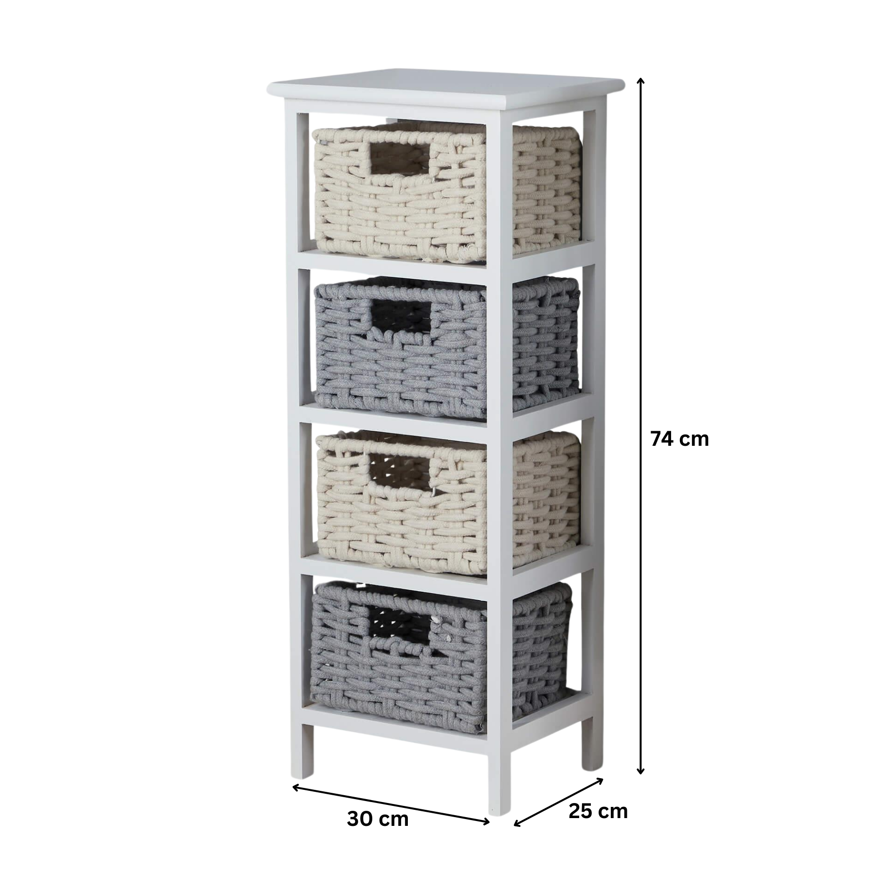 Chest 3/4 Drawers Storage Organiser Coastal Style Woven Basket Fully Assembled - Picture 17 of 17