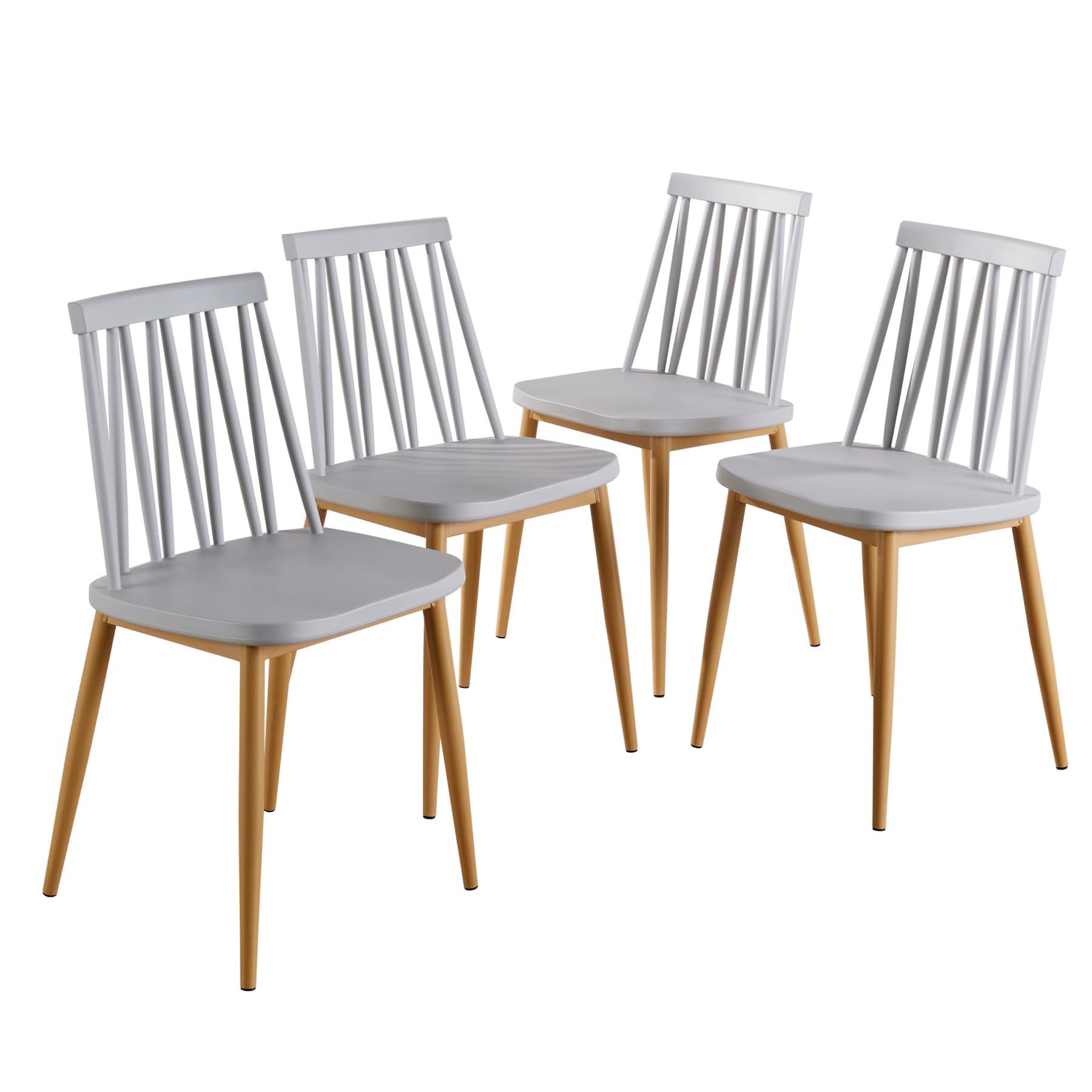 Dining Table Set - 120cm White Top Wooden Legs With 4 Kitchen Chairs Furniture - Picture 23 of 79