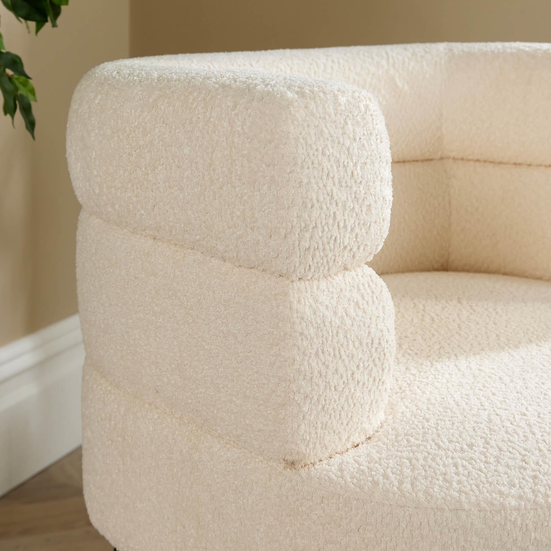 Barrel Boucle Teddyfell Akzent Stuhl Modern Home Living Sitzmöbel - Bild 6 von 30