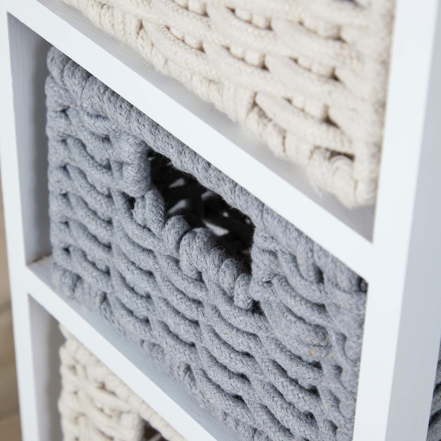Chest 3/4 Drawers Storage Organiser Coastal Style Woven Basket Fully Assembled - Picture 14 of 17