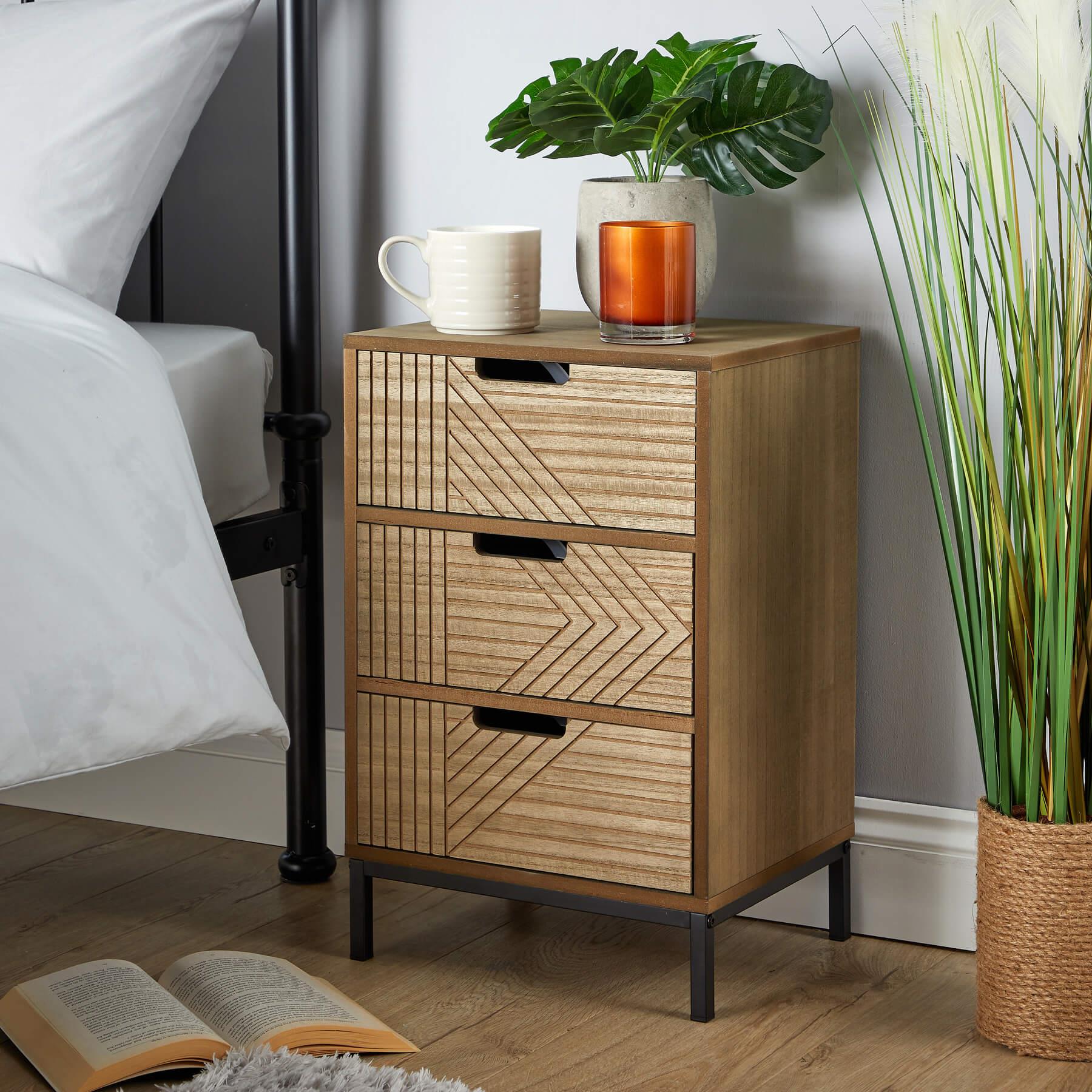 Solid Chest 3/4 Storage Drawers Geometric Design Bedroom Clothing Organiser Unit - Picture 6 of 22