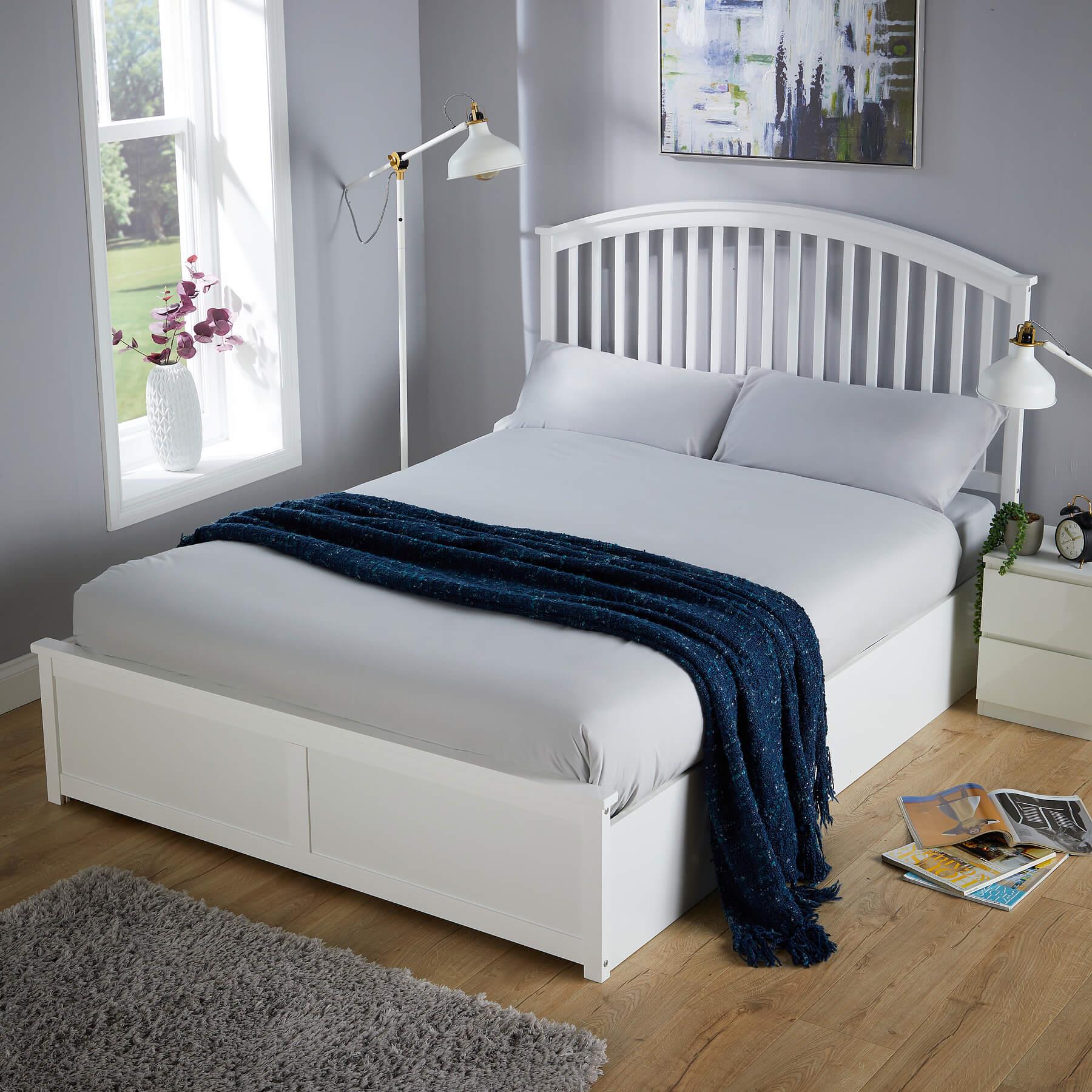 Ottoman Bed Frame Double / King Storage Space End Gas Lift Fabric Modern Style - Picture 14 of 20