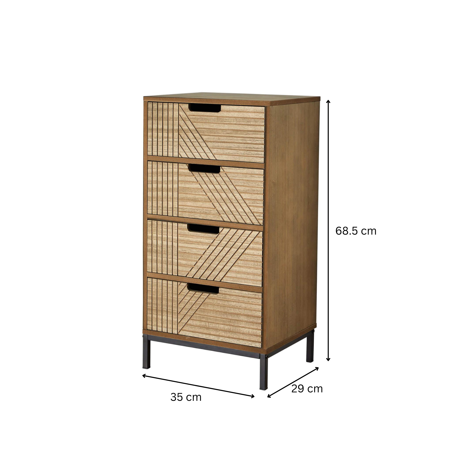 Solid Chest 3/4 Storage Drawers Geometric Design Bedroom Clothing Organiser Unit - Picture 22 of 22