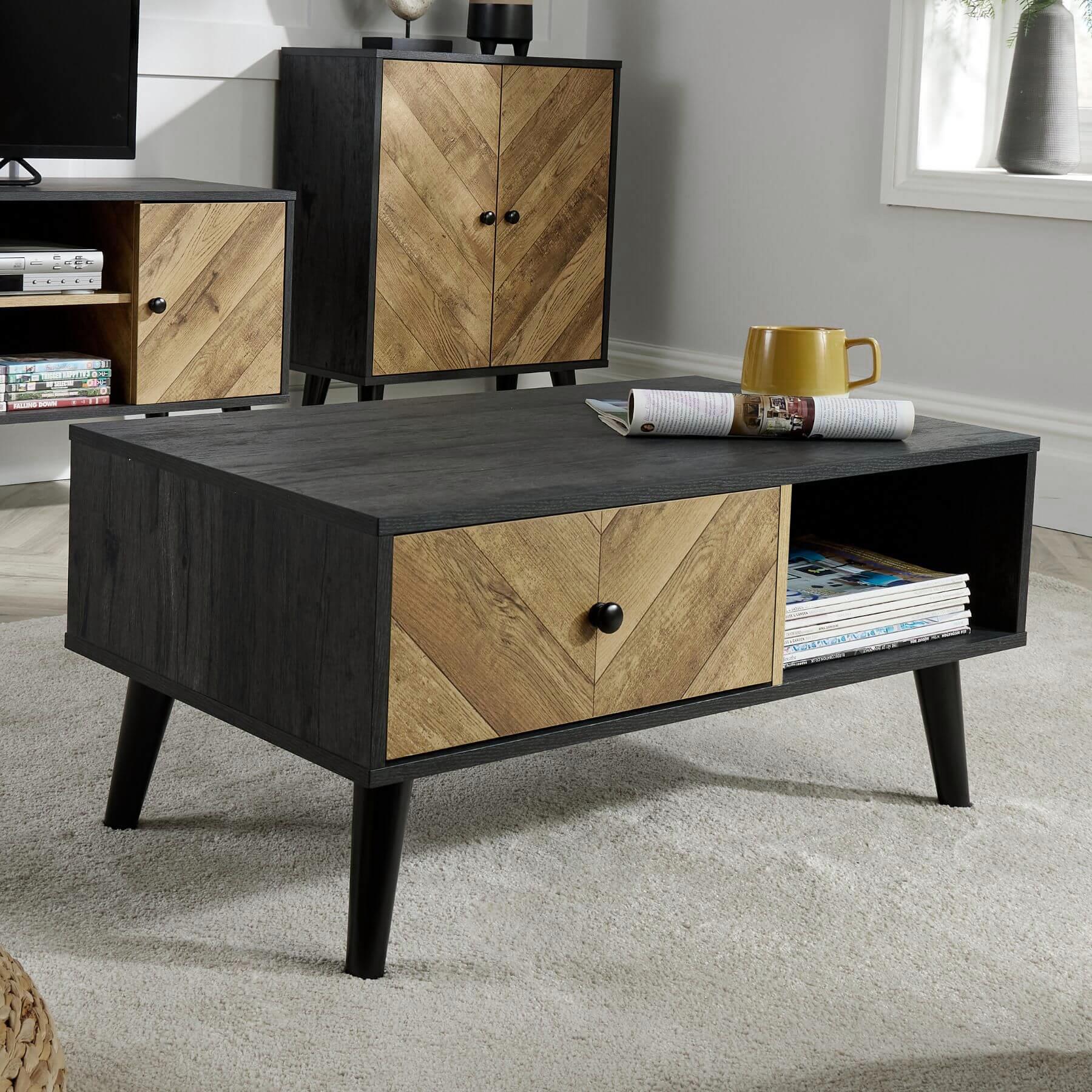 Coffee Table Rectangular 1 Drawer Open Storage Home Living Room Furniture Unit - Picture 5 of 23