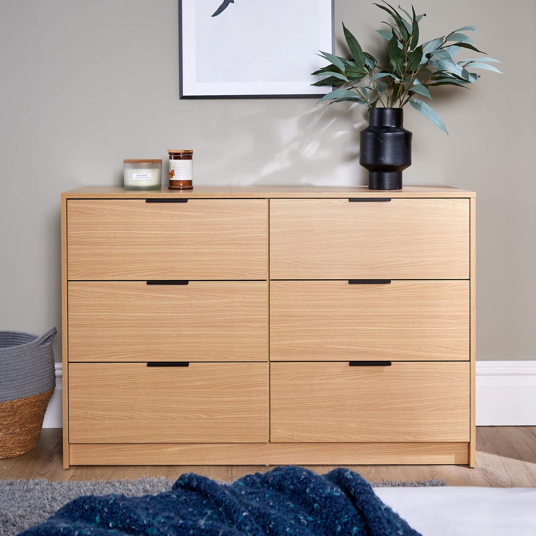 Chest 6 Drawers Bedroom Furniture Clothing Bedside Storage Organiser Wide - Picture 18 of 30