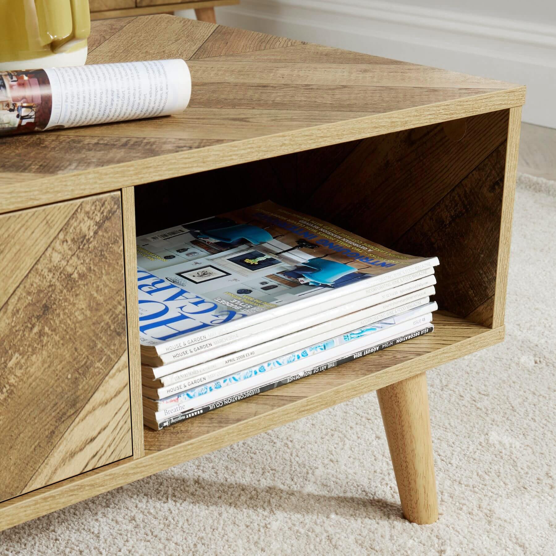 Coffee Table Rectangular 1 Drawer Open Storage Home Living Room Furniture Unit - Picture 20 of 23