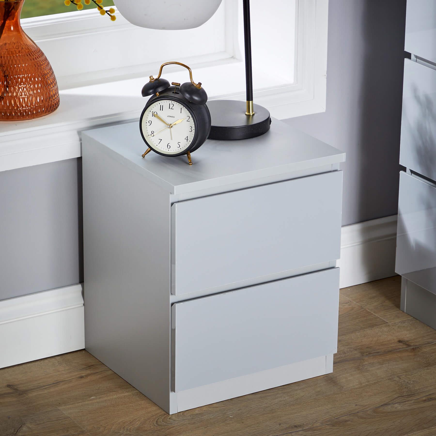 Mesita de noche moderna con 2 cajones mueble dormitorio - Imagen 9 de 21