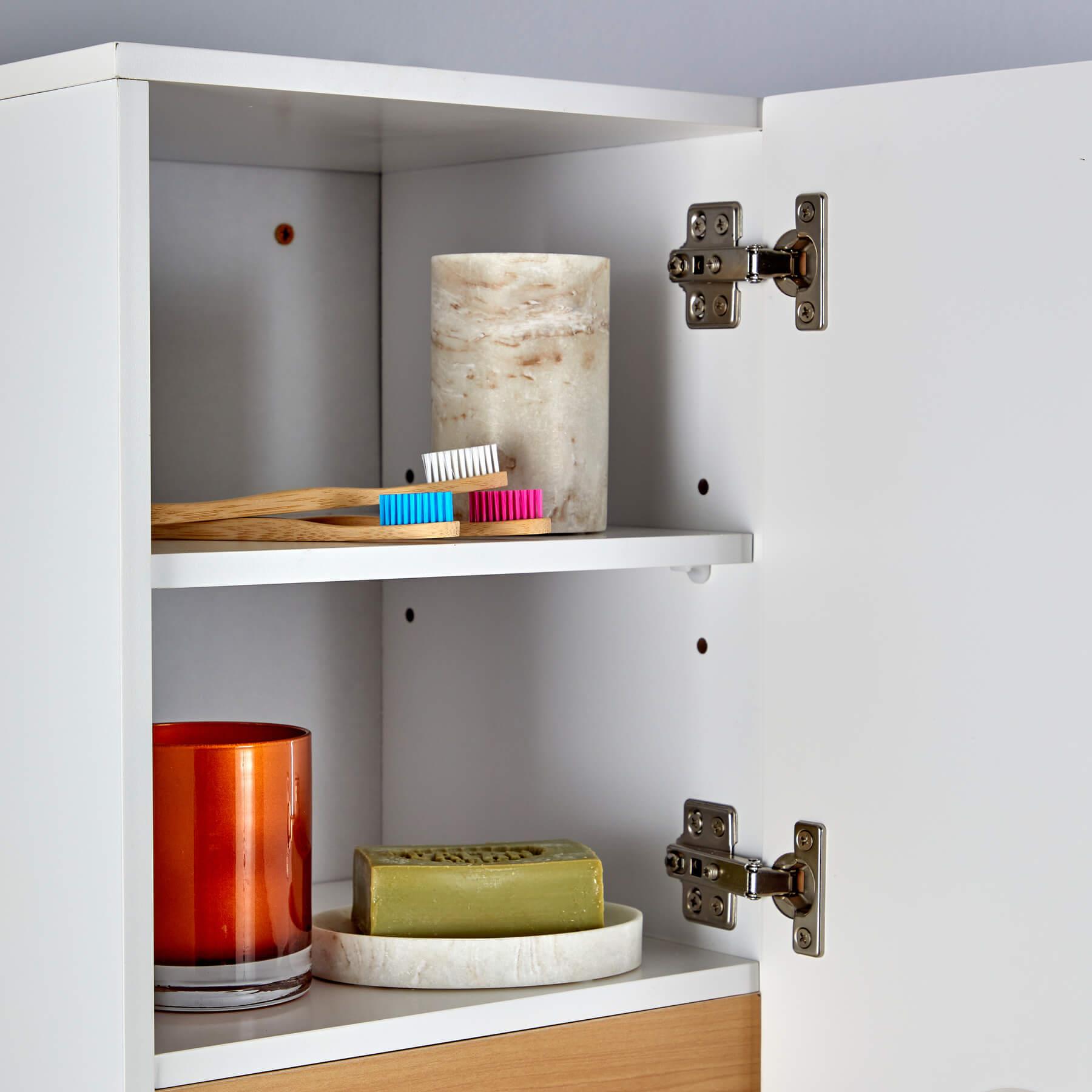Badschrank Wandmontage Aufbewahrung Regal Organizer Schrank Waschtischunterschrank Weiß - Bild 14 von 16