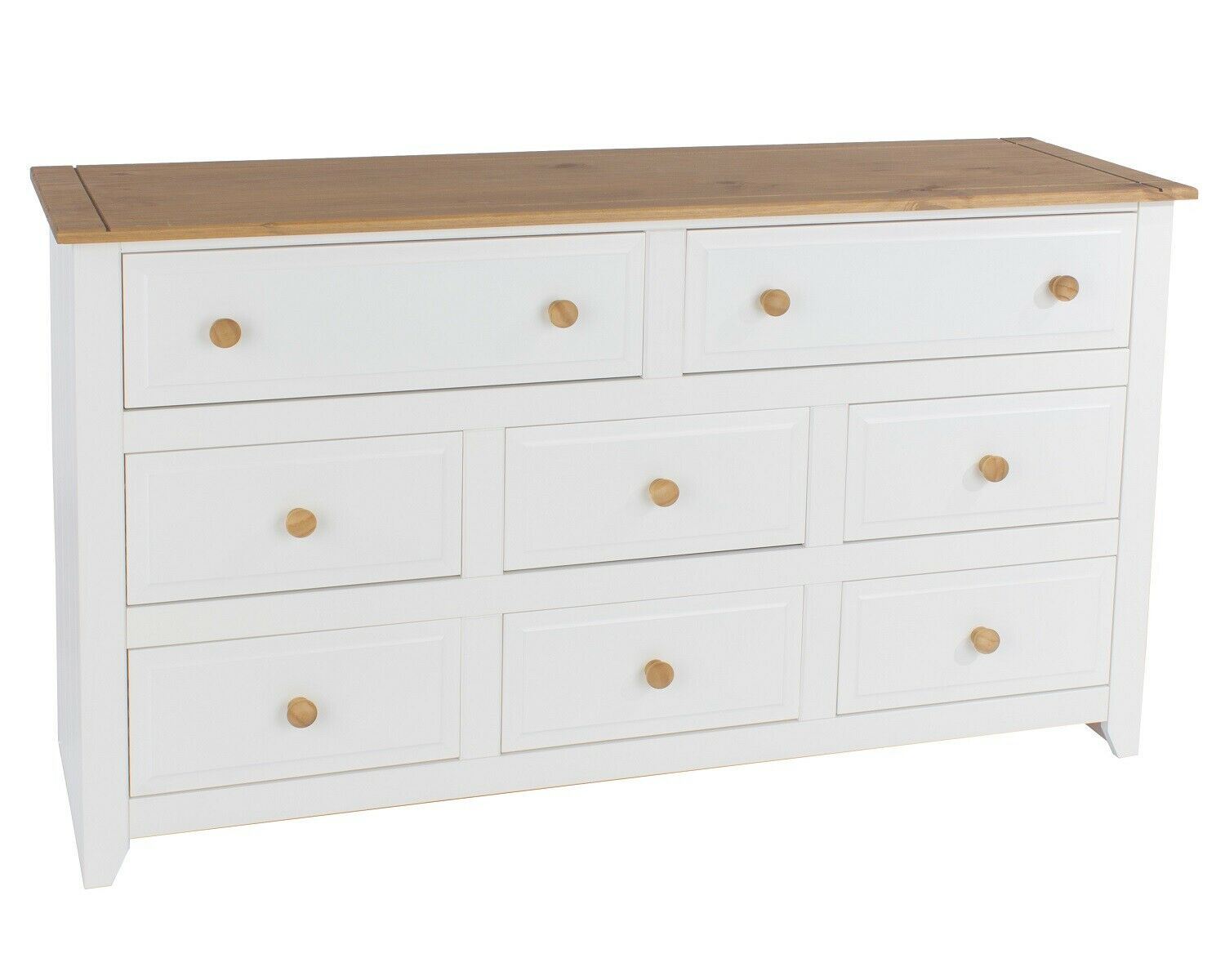 3/4/8 Drawer Chest Solid Pine Top and Handles Home Bedroom Storage White - Picture 8 of 10