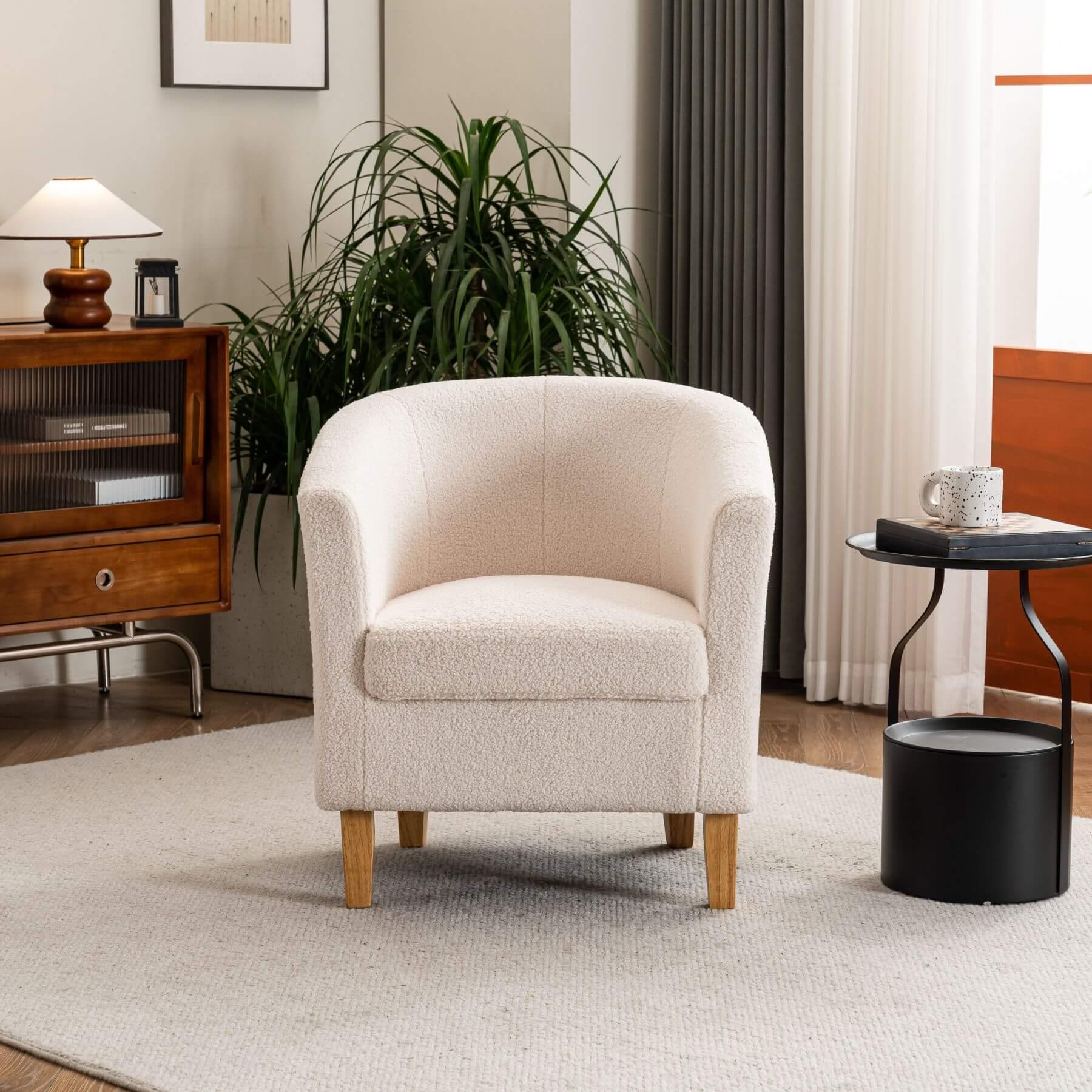 Fabric Tub Chair Colour Range Wooden Legs Armchair Living Room Modern Office - Picture 3 of 30
